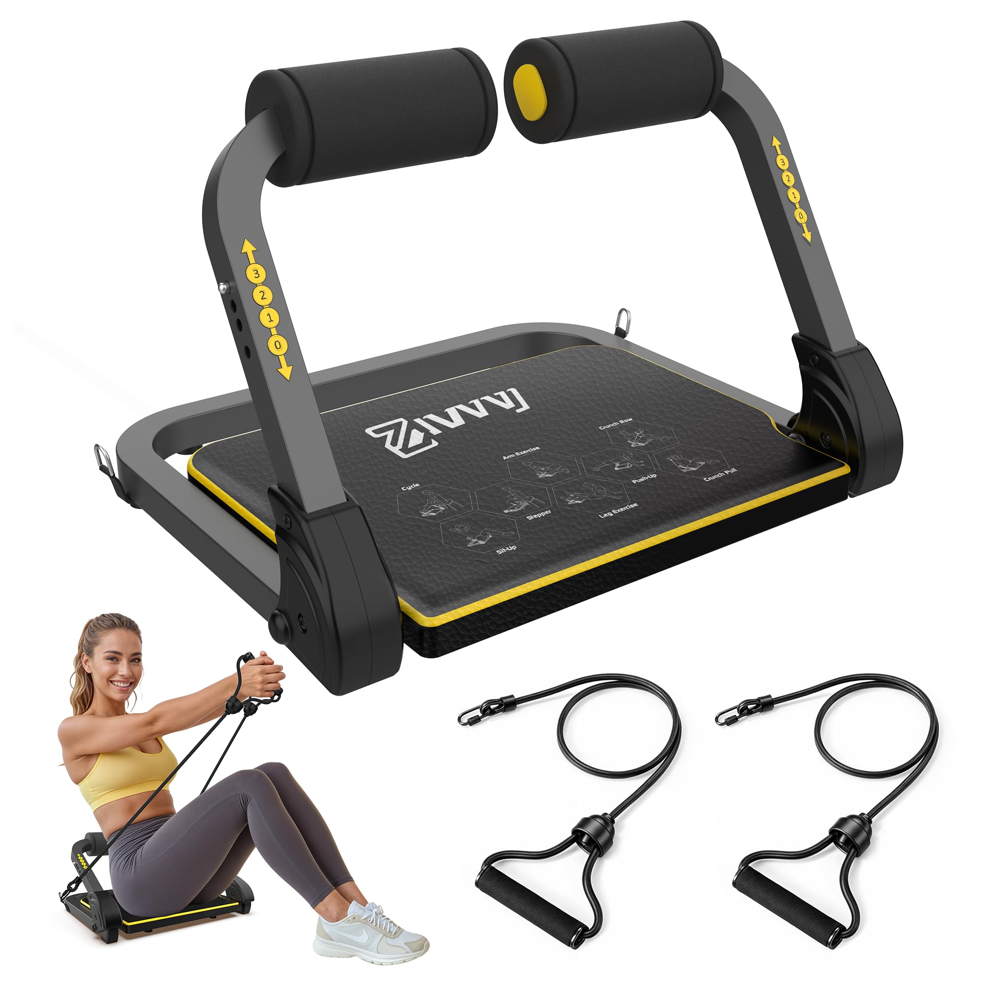 Premium Ab Workout Equipment - Home Ab Trainer Machine with Resistance Bands & 330 LBS Capacity - Perfect for Core Strengthening, Sit Ups & Crunches - Ideal for Home Gym, Fitness Enthusiasts & Weight Loss Training