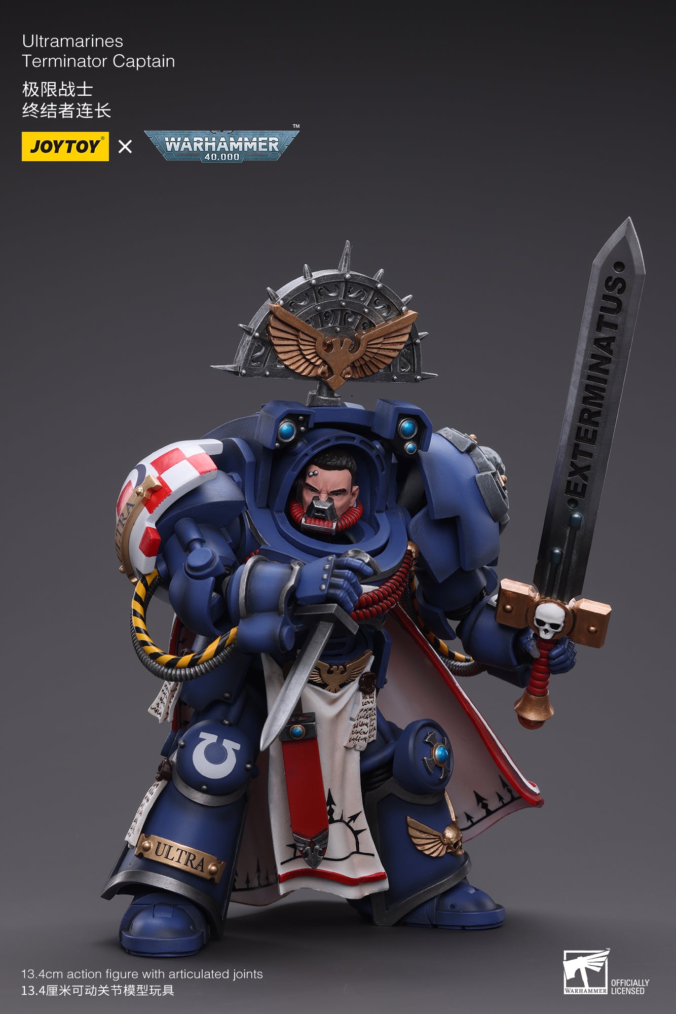 1/18 Scale JOYTOY Warhammer 40K Ultramarines Terminator Captain Action Figure - Collectible Model for Tabletop Gaming & Display