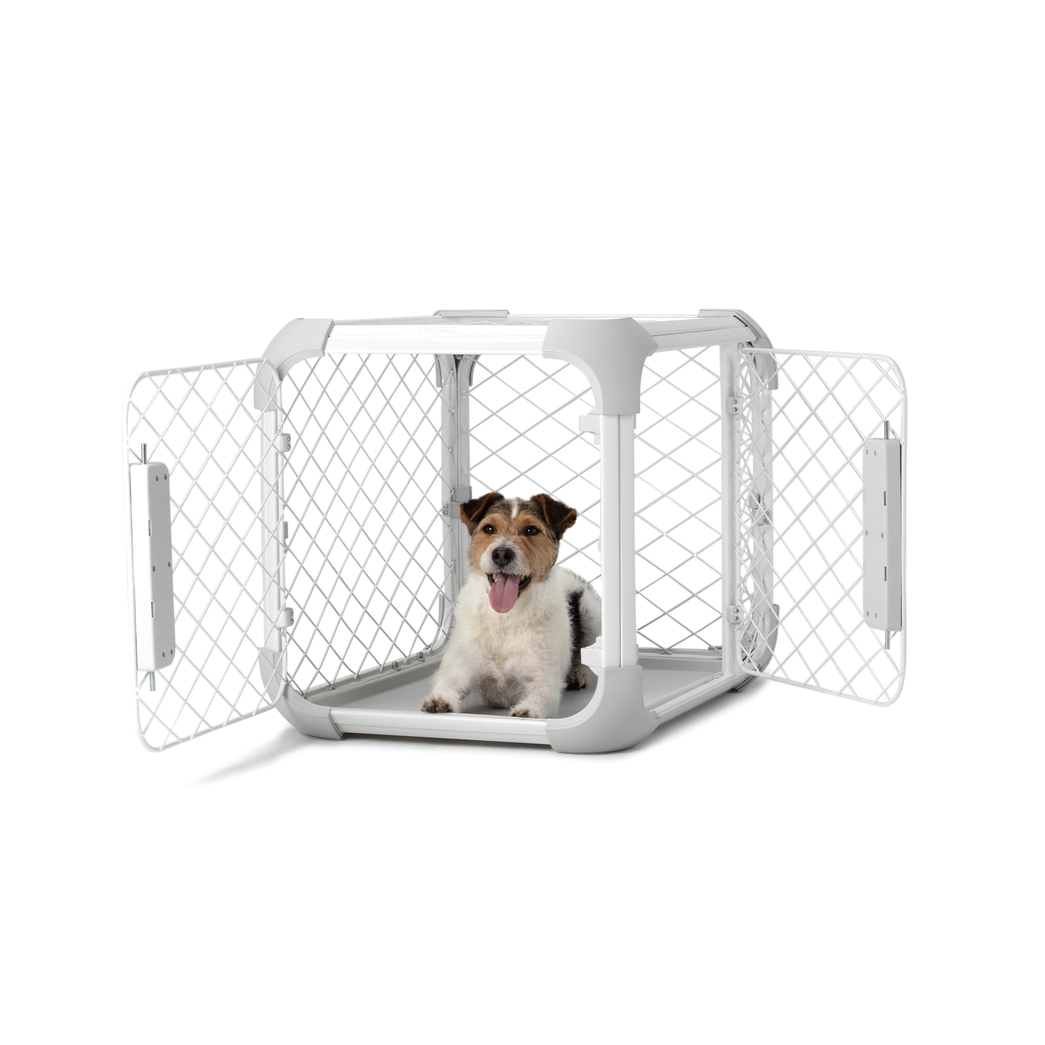 DIGGS Evolv Slim & Durable Dog Crate with Removable Ceiling Panel - Modular Design Pet Kennel for Small Dogs (Ash) - Perfect for Home, Travel & Vet Visits