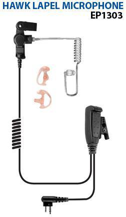 EP1333EC Hawk Lapel Microphone with Easy Connect - Compatible with Motorola HT Series Two-Way Radios - Ideal for Security, Hospitality & Event Staff Communication