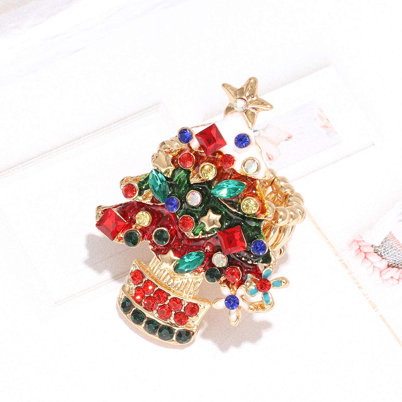 Festive Christmas Stretch Rings for Women - Elegant Snowflake, Santa & Tree Designs with Crystal Rhinestones | Holiday Party Jewelry for Xmas, Winter Celebrations & Gift Giving