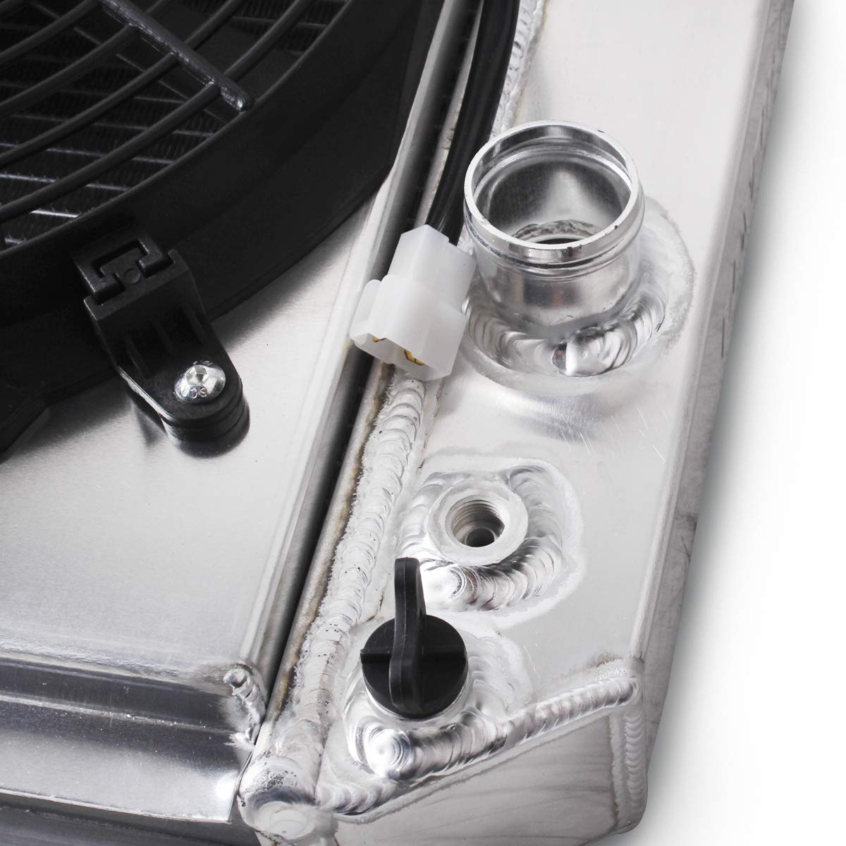 OHOB-COOL 3 Row Full Aluminum Radiator with Cooling Fan - Compatible with 1984-1990 Chevy Corvette 5.7L V8 & 1982-2002 S10 LS Conversion - High Performance Cooling Upgrade for Hot Rods, Street Racing & Restorations