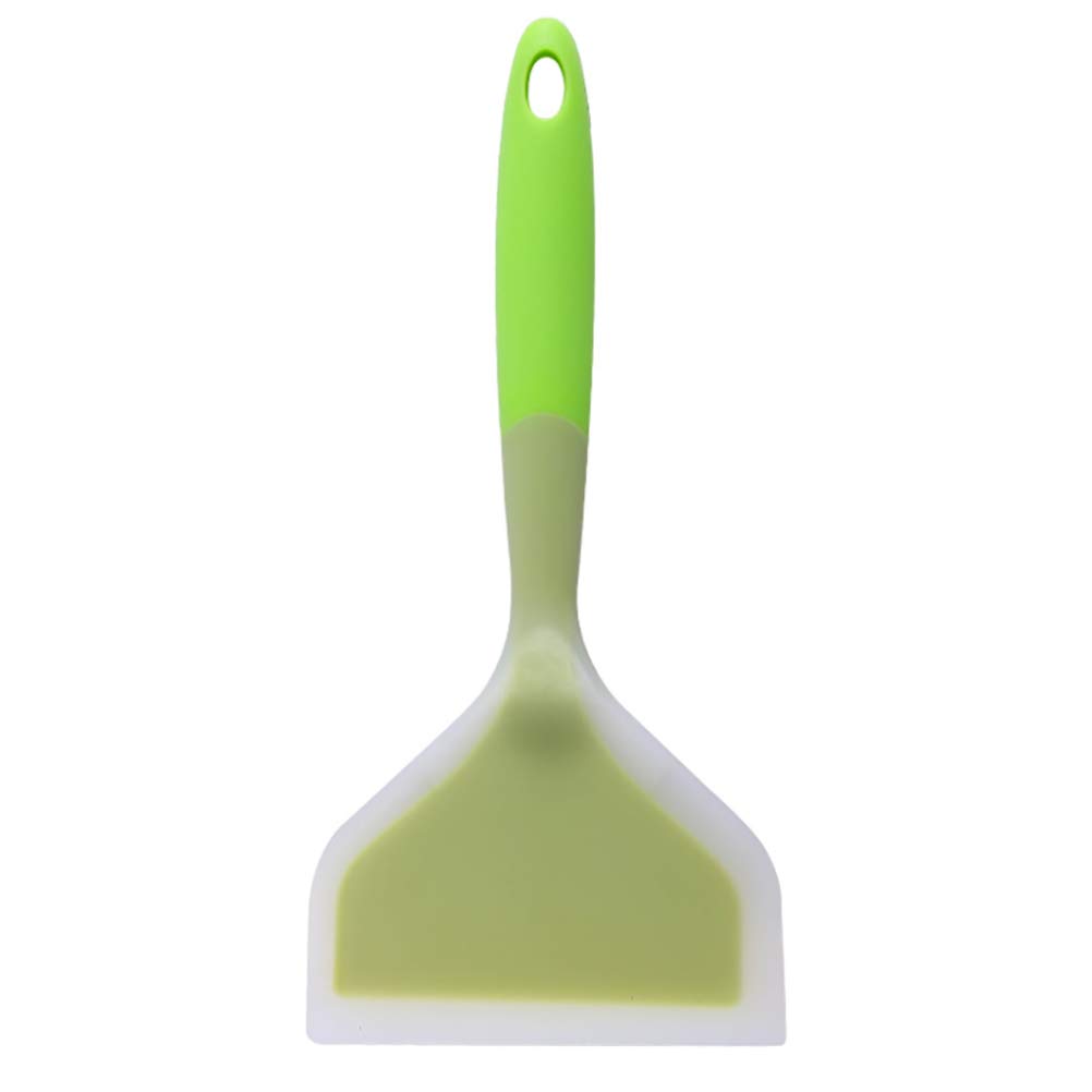 10-Inch Silicone Omelette Spatula - Durable, Heat-Resistant & Nonstick Pancake Turner for Eggs, Crepes, Brownies, Fish, Pizza - Perfect for Breakfast Cooking & Baking (Green)