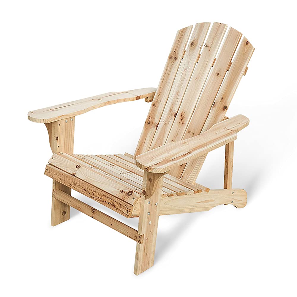 PatioFestival Wood Adirondack Lounger Chair - Unpainted Fir Outdoor Furniture for Yard, Patio, Garden & Lawn - Natural Finish Adirondack Chair - Perfect for Relaxing, Sunbathing & Backyard Decor