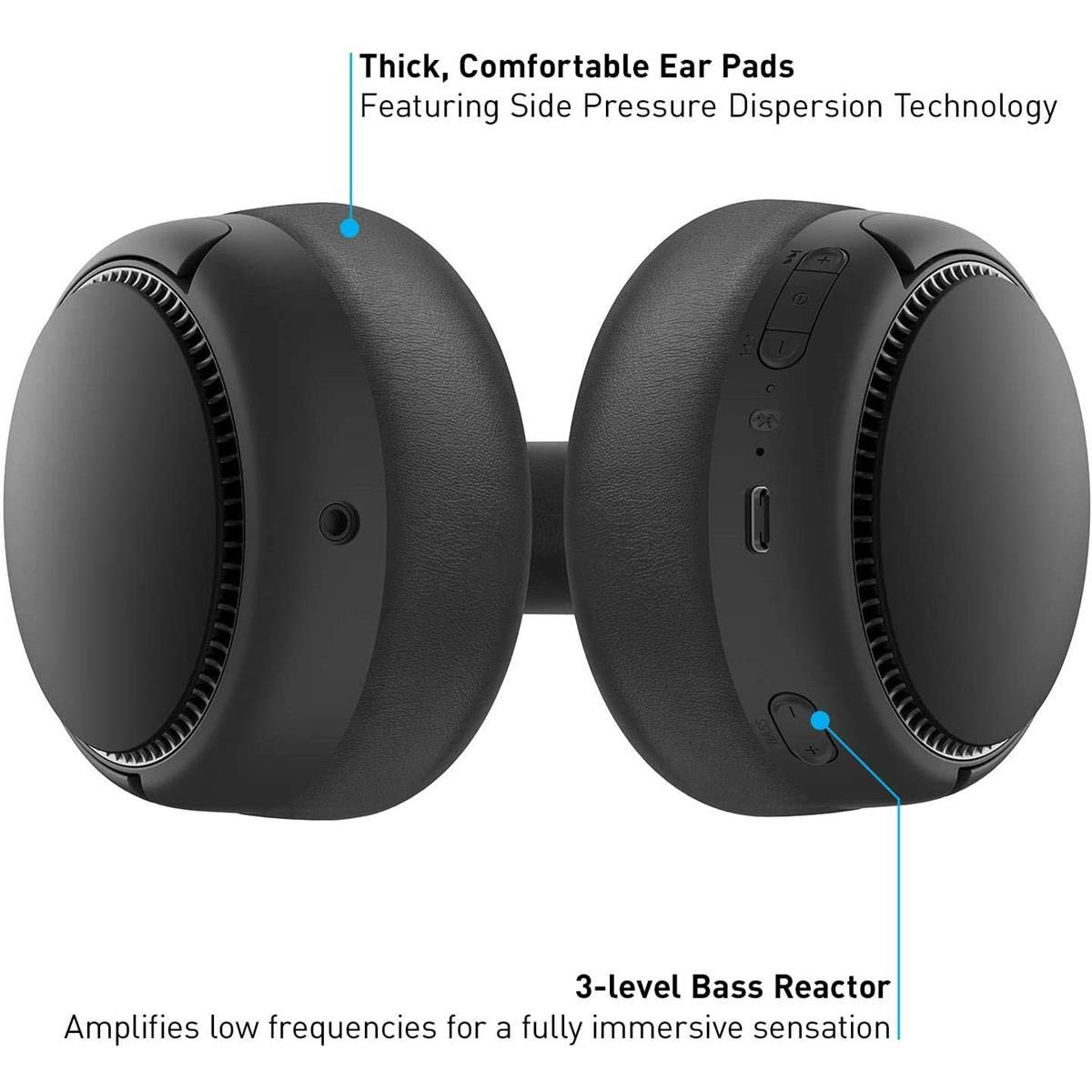 Panasonic RB-M500B Wireless Bluetooth Headphones with Deep Bass, XBS DEEP & Bass Reactor Technology - Immersive Sound for Music, Gaming & Movies (Black)