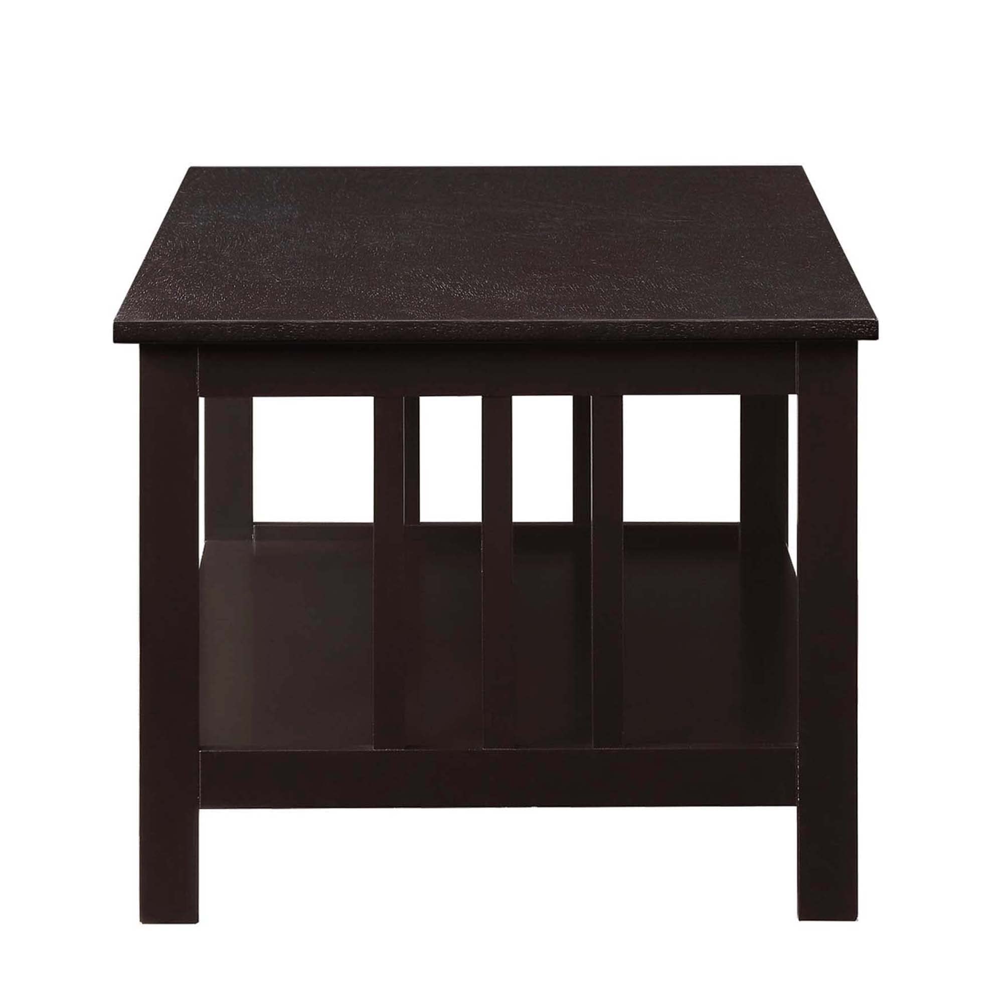 Mission Style Coffee Table in Espresso Finish - Modern Living Room Furniture for Small Spaces, Home Decor & Entertainment Use