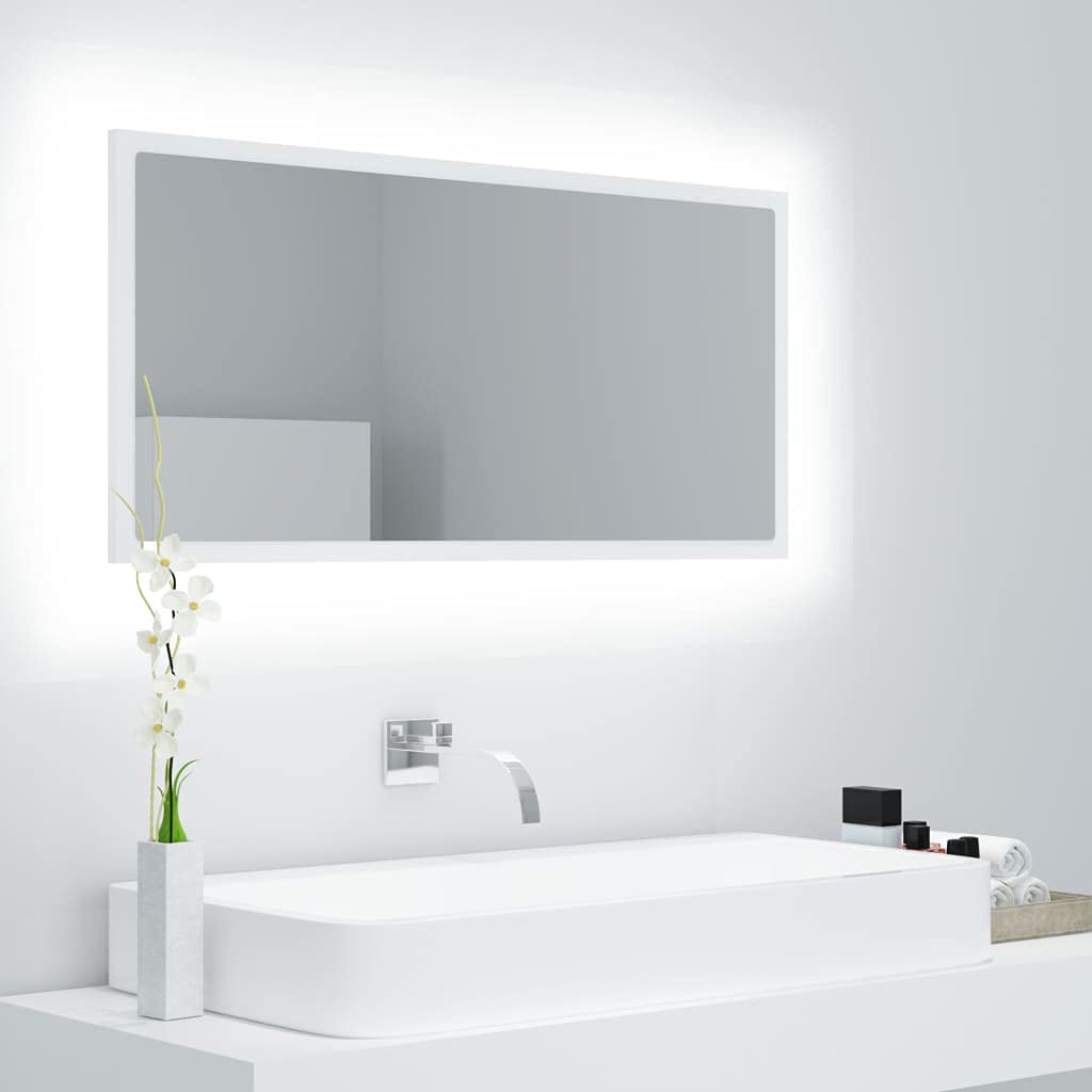 Modern LED Bathroom Mirror with Adjustable Color Lighting - 35.4