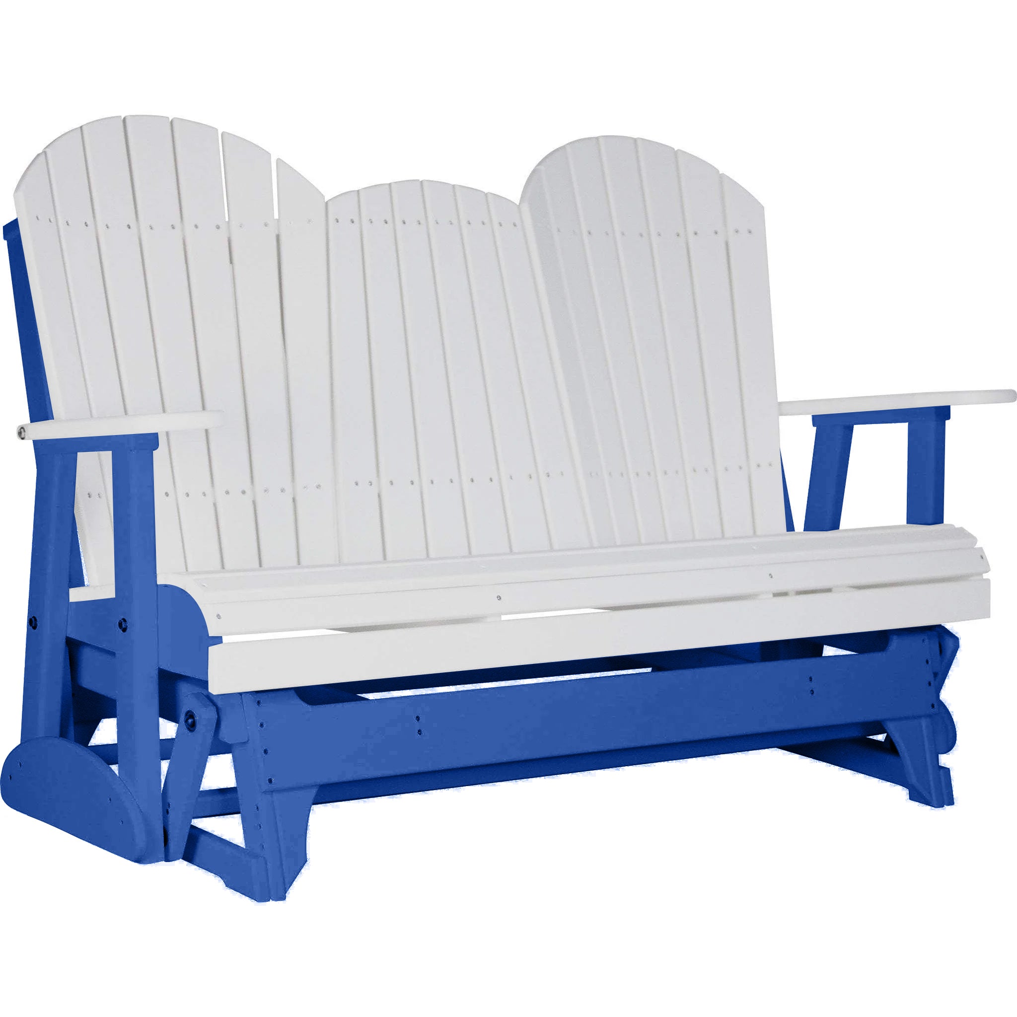 LuxCraft White 5 ft. Recycled Plastic Adirondack Outdoor Glider Chair - Eco-Friendly Patio Furniture for Porch, Garden & Backyard Relaxation