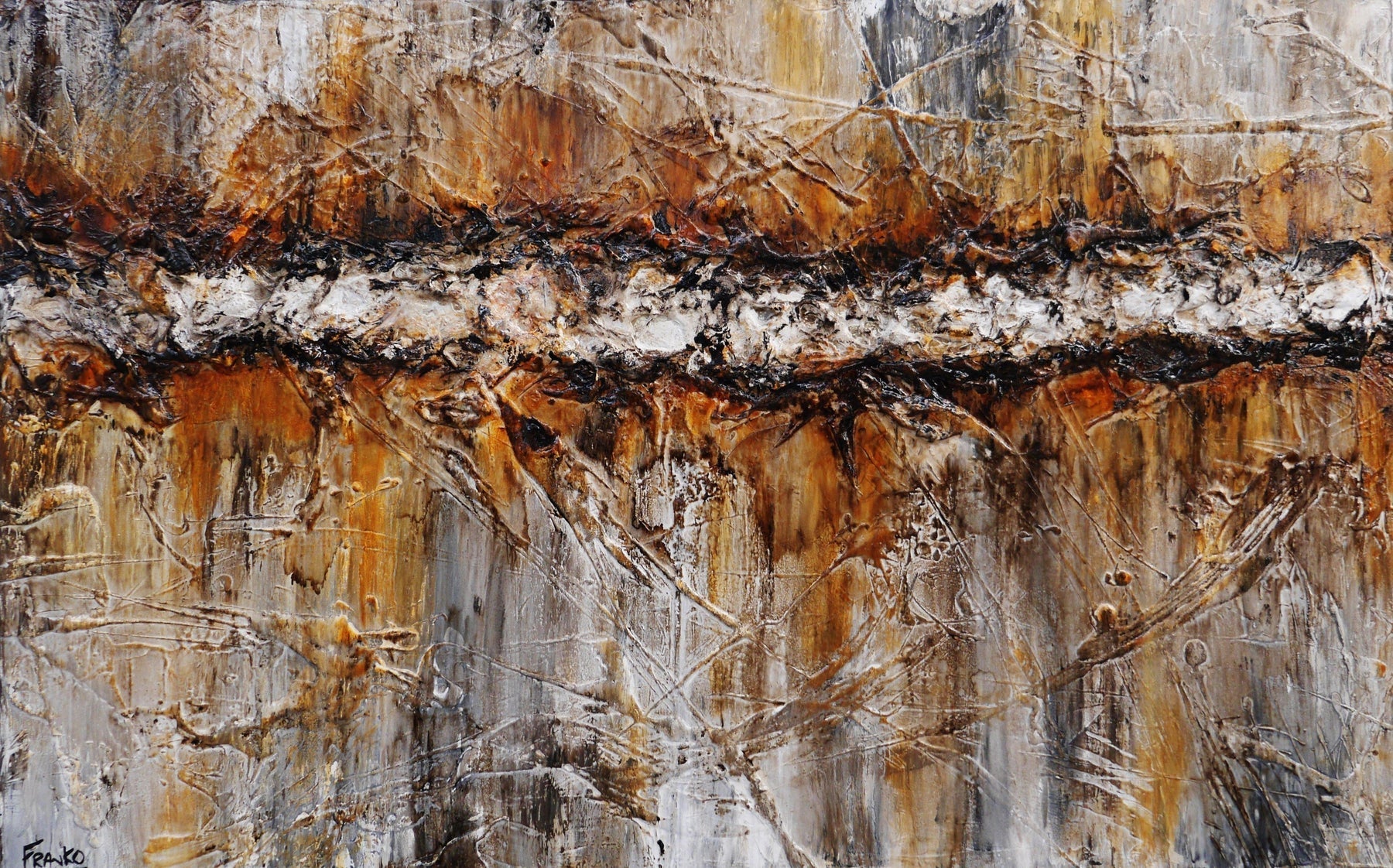 Burra Burra 160x100cm Brown White Grey Textured Abstract Canvas Art - Modern Wall Decor for Living Room, Bedroom & Office