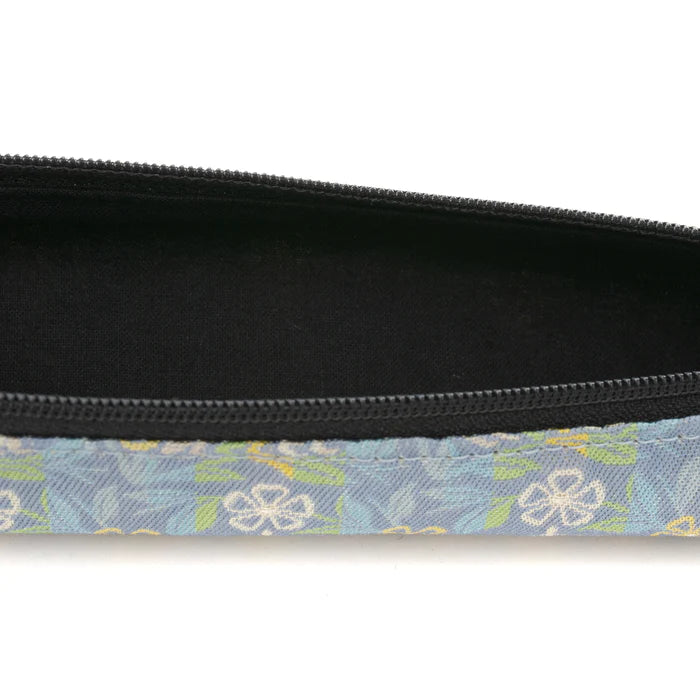 Nishijin Woven Pencil Case - Traditional Japanese Craft from Kyoto | Blue Grey Design with Marrying Mice Cut Paper Pattern | Perfect for School, Office & Gift Giving