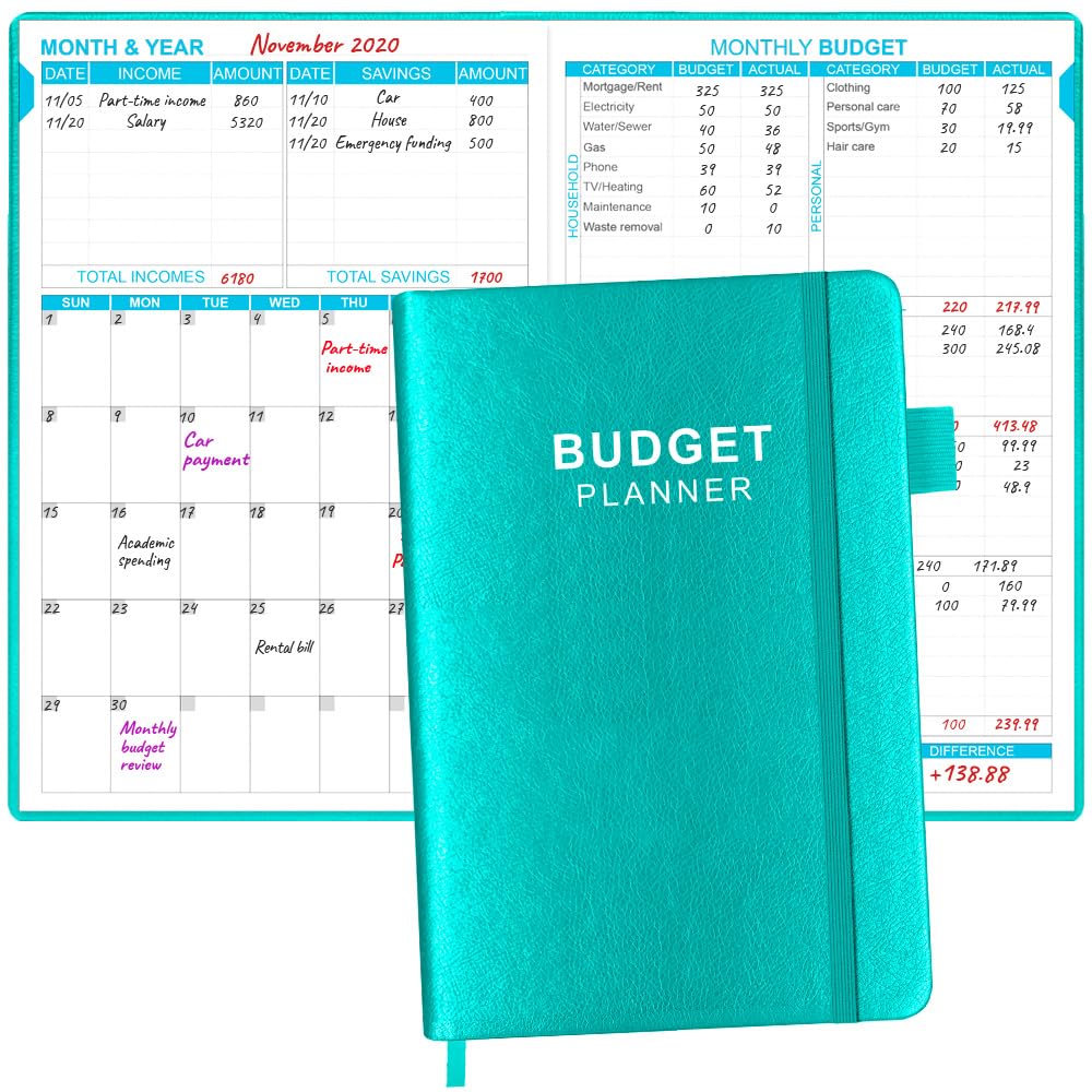 2024-2025 Budget Planner - Undated Monthly Expense Tracker Notebook | 12-Month Financial Organizer | 5.8 x 8.3 Inch Green Finance Journal | Perfect for Personal Budgeting, Bill Tracking & Money Management