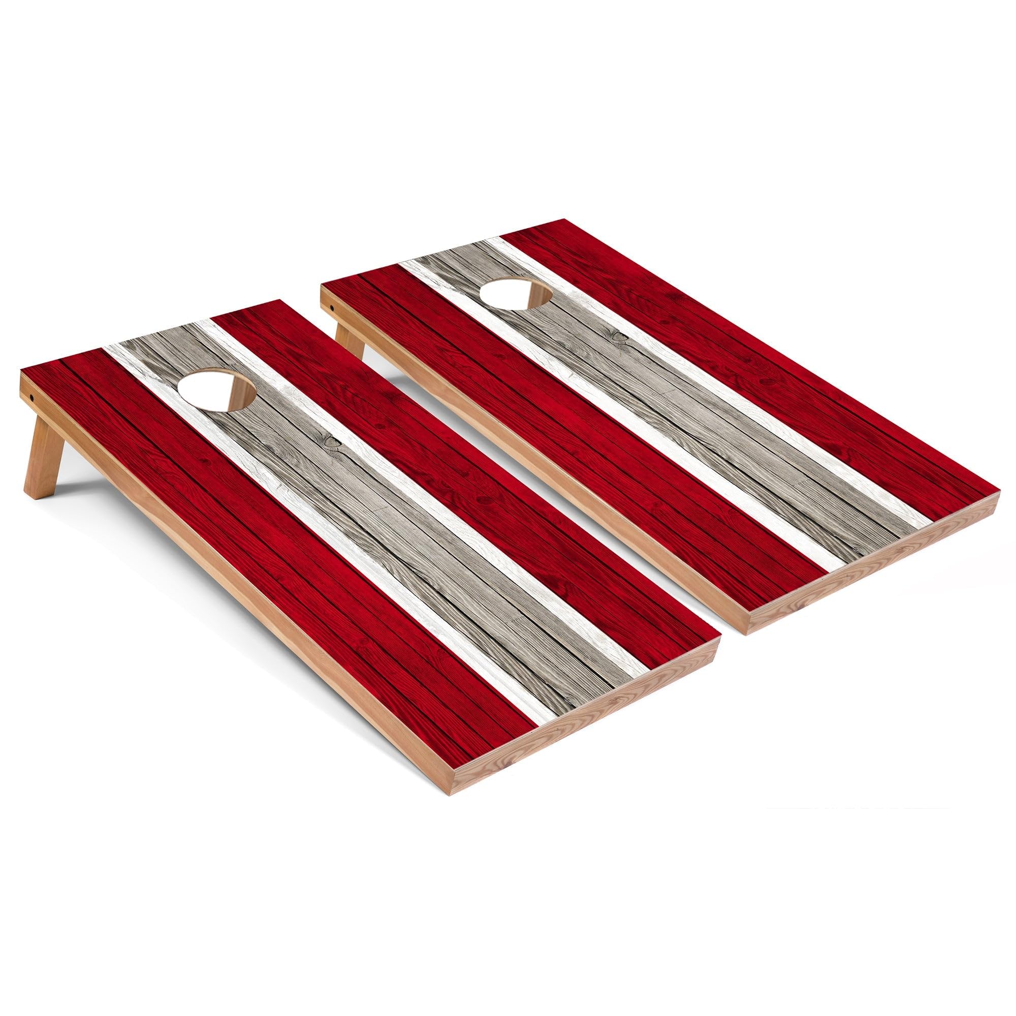 Premium Red Striped Cornhole Game Set - Regulation Size 27