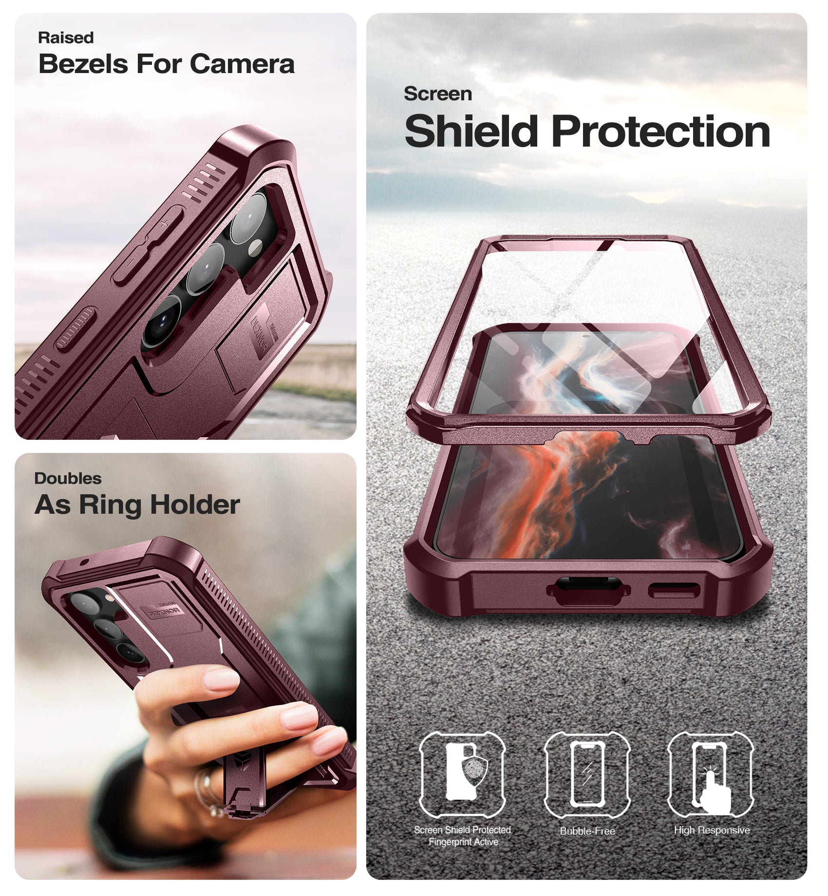 Dexnor Heavy Duty Shockproof Rugged Case for Samsung Galaxy S23 with Built-in Screen Protector & Kickstand - Full Body Protection for Outdoor, Work, and Daily Use