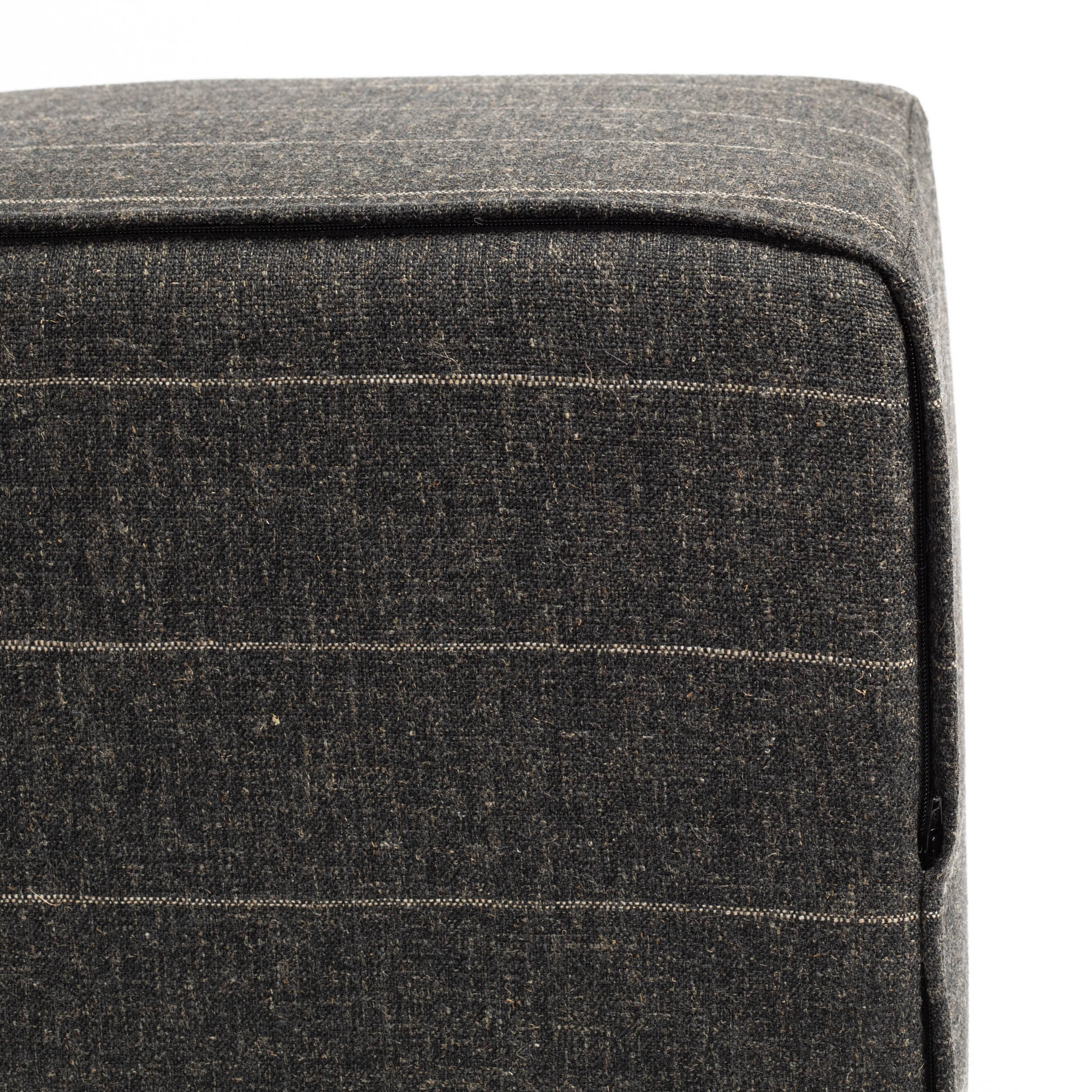 Dunrobin Stripe 16x16 Cube Ottoman in Sable Brown - Modern Storage Footrest for Living Room, Bedroom & Office