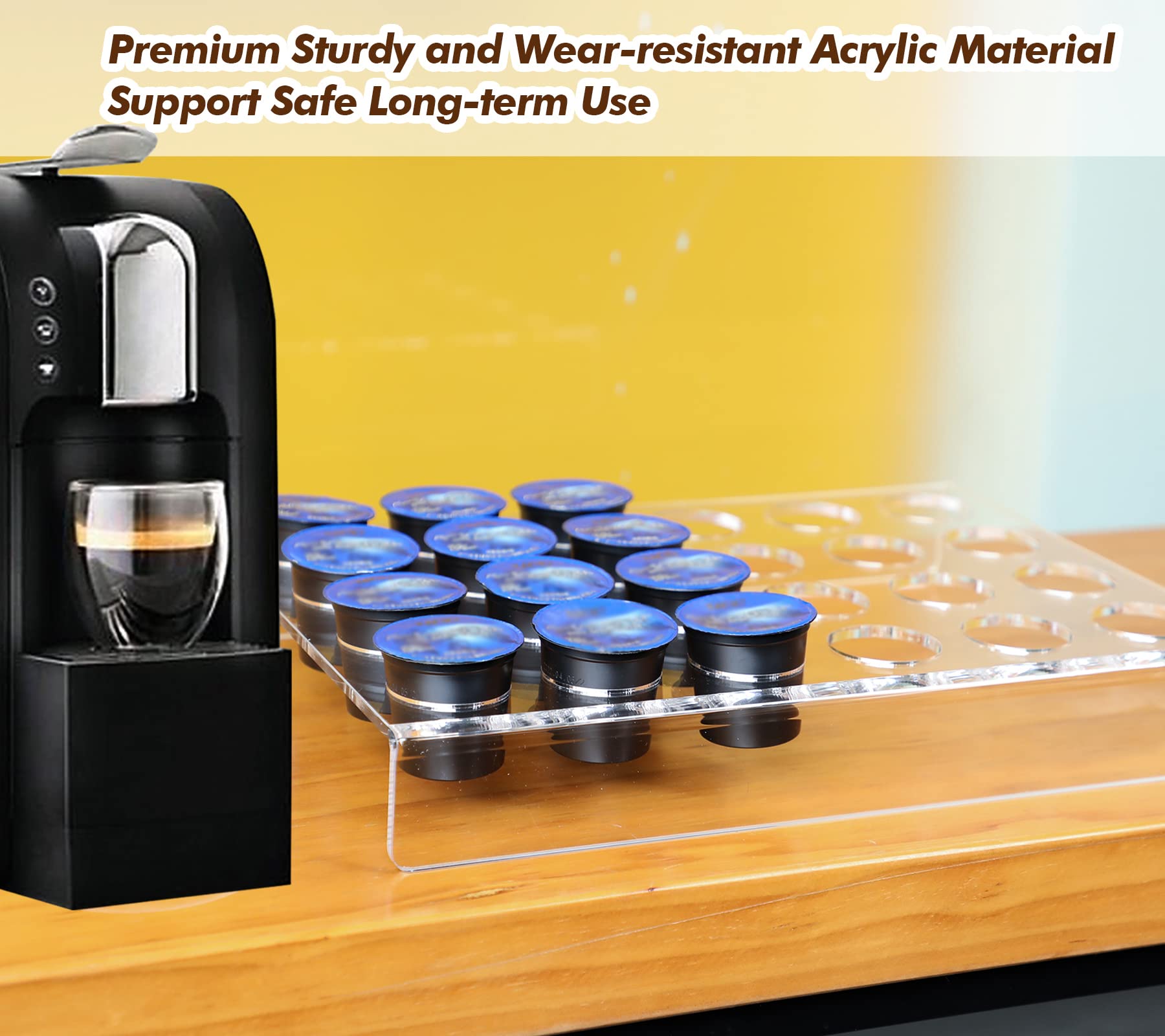 Clear Acrylic K-Cup Drawer Organizer - Holds 24 Coffee Pods for Keurig - Perfect for Kitchen Countertops