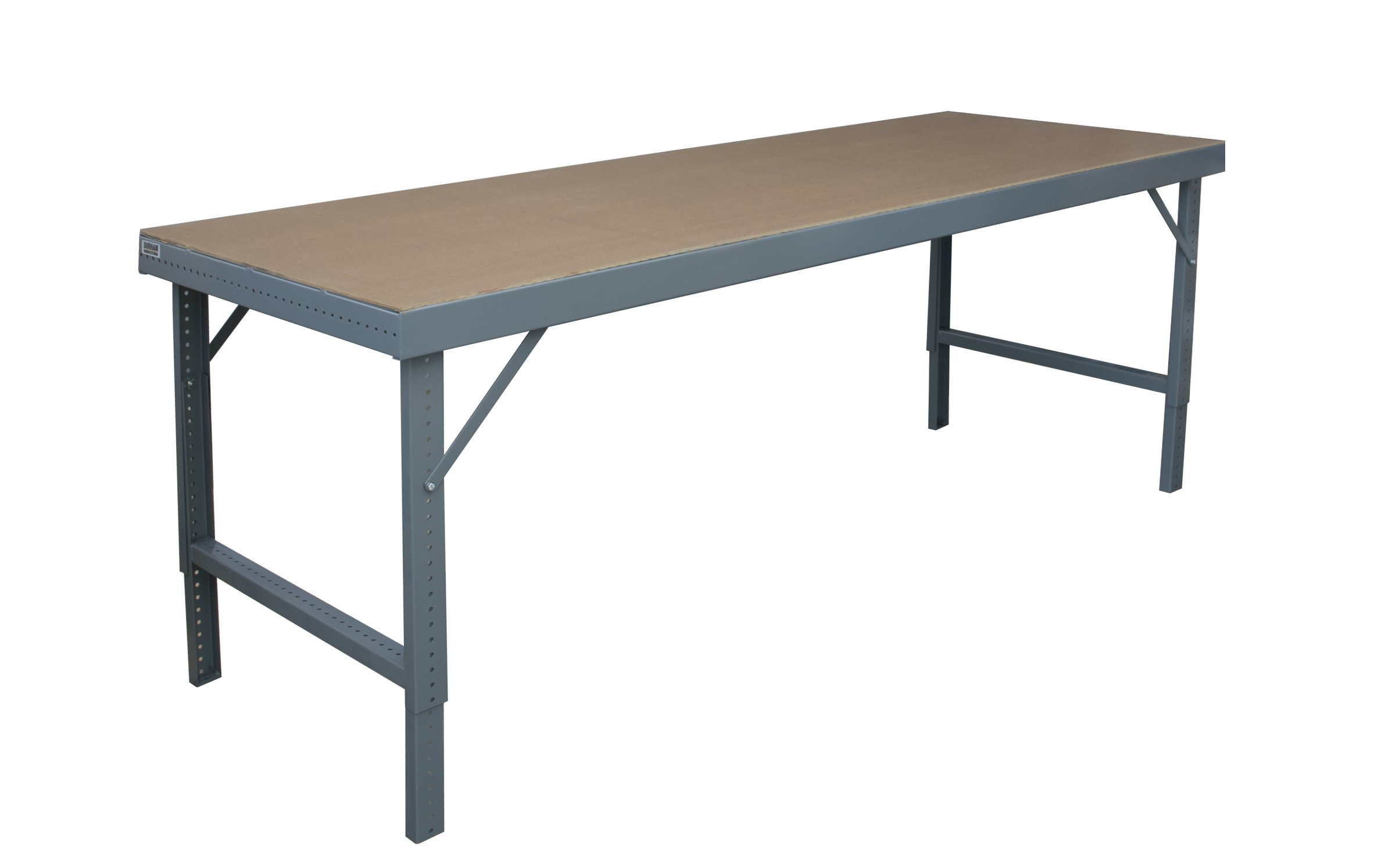 14 Gauge Steel Ergonomic Folding Work Bench with Tempered Hardboard Top - Heavy Duty Portable Workstation for Garage, Workshop & DIY Projects (Model WBF-TH-30120-95)
