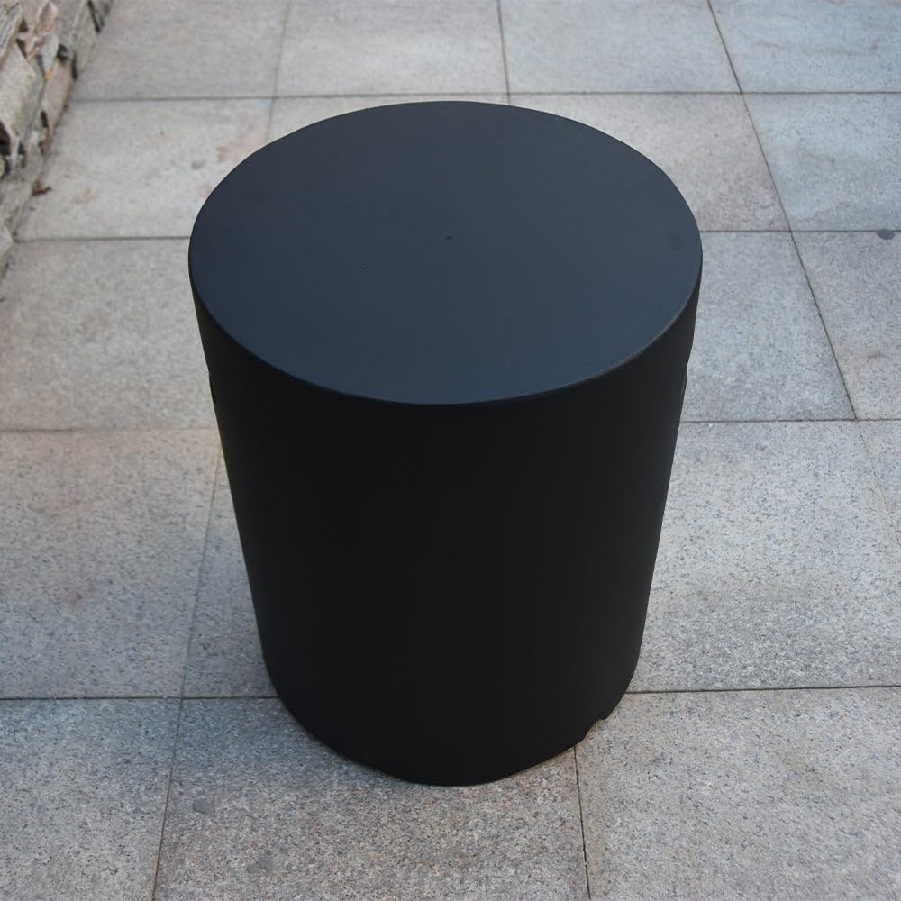 Elementi Modeno Black Propane Tank Cover - 20 Inch Round Concrete Fire Pit Accessory & Outdoor Side Table - Fits Standard 20 lb Tank - Perfect for Patio, Deck, and Backyard Hideaway