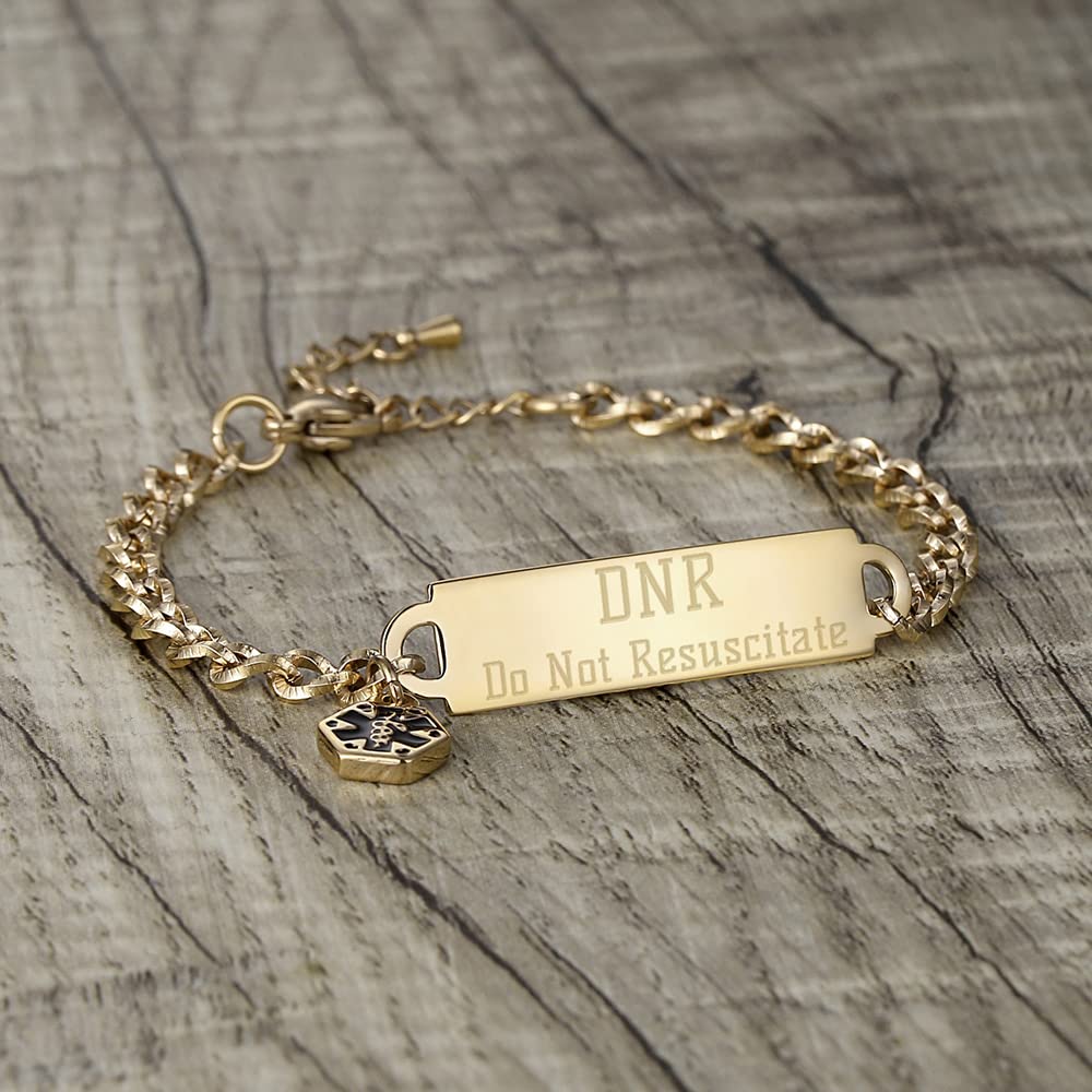 LinnaLove Shining Cutting Chain Medical Alert Bracelet for Women - Engravable Medical ID Bracelet for Allergies, Diabetes & Emergency Info - Perfect for Daily Wear, Travel & Outdoor Activities