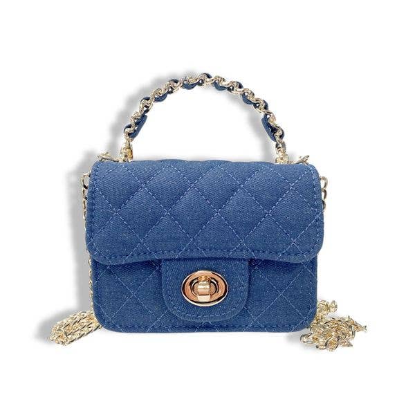 Sparkly Denim Quilted Crossbody Purse for Women - Stylish Black Evening Bag with Rhinestones, Perfect for Parties, Date Nights & Special Occasions