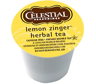 Celestial Seasonings Lemon Zinger Herbal Tea - 120 K-Cups | Caffeine-Free, Antioxidant Rich | Perfect for Morning Boost & Relaxation at Home or Office