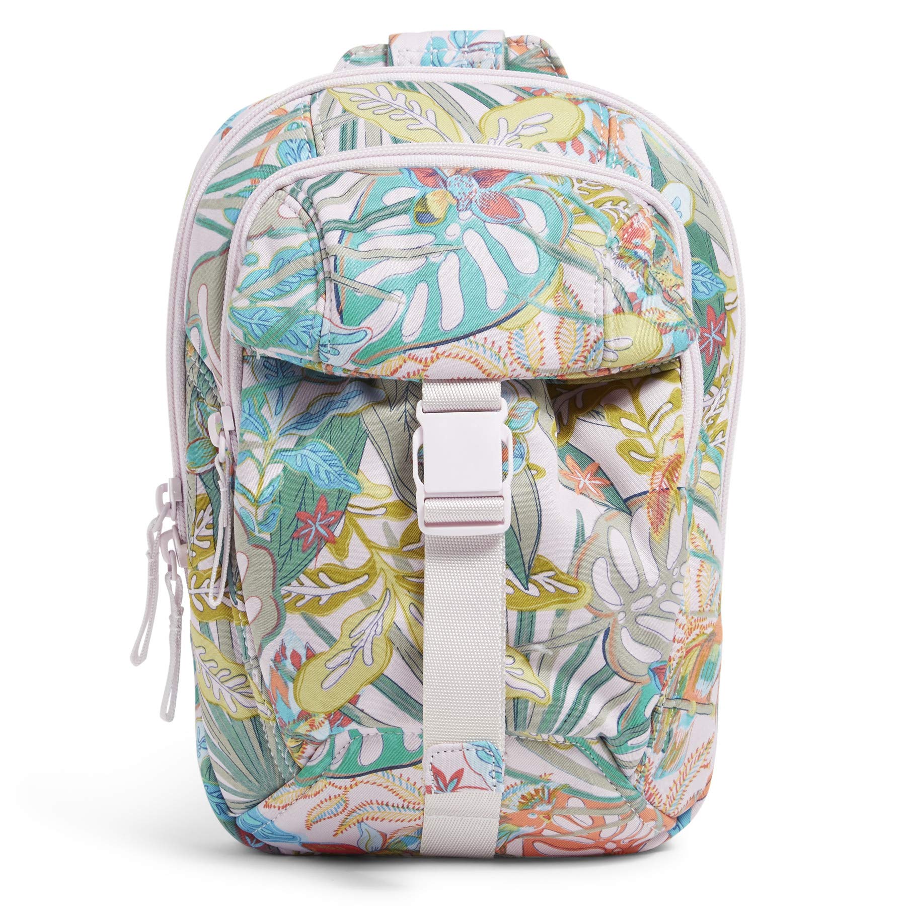 Vera Bradley Women's Recycled Cotton Utility Sling Backpack - Rain Forest Canopy Print, Lightweight & Durable, One Size Perfect for Travel, Work & School