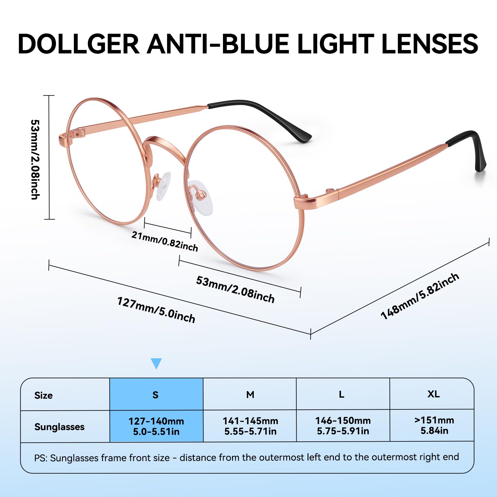 Dollger Retro Round Blue Light Blocking Glasses - Clear Lens Non-Prescription Eyewear for Men & Women - Metal Frame Vintage Style - Perfect for Computer Use, Reading & Screen Time Protection