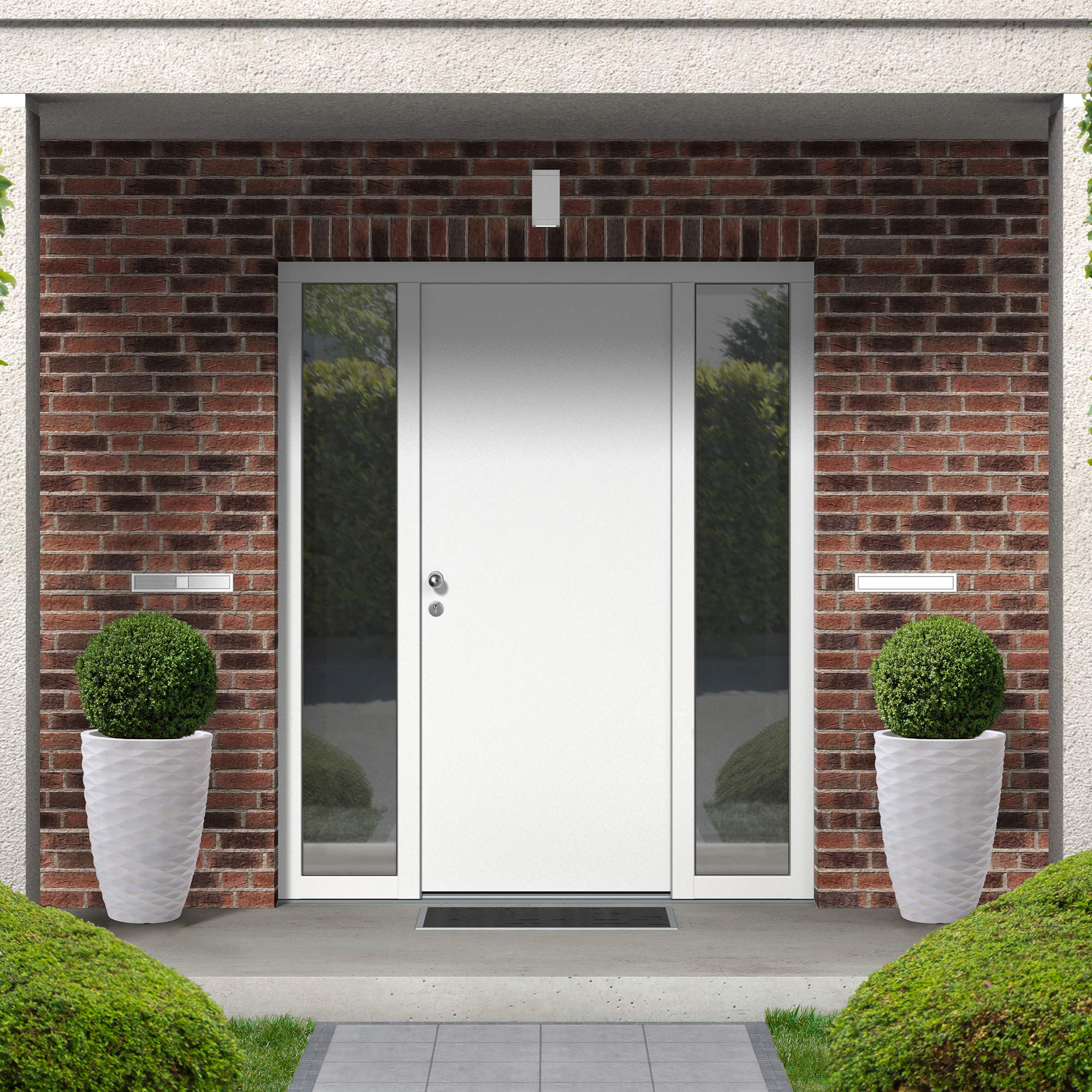 Glitzhome Set of 2 White Wave Textured Faux Ceramic Outdoor Planters - 19
