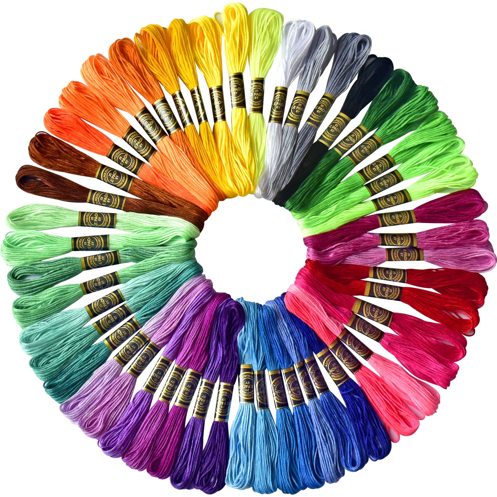 50 Skeins Rainbow Embroidery Floss - Premium Cross Stitch Threads for DIY Crafts, Friendship Bracelets & Sewing Projects - Vibrant Color Assortment (50 Pack) - Perfect for Needlework, Scrapbooking & Handmade Gifts