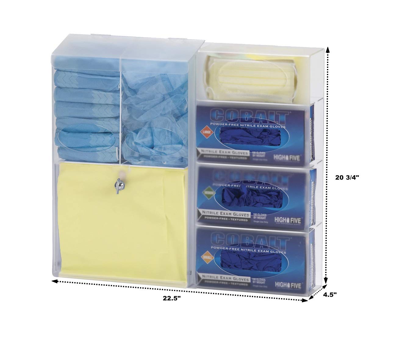 American Made Acrylic Isolation Station with 7 Compartments - Perfect for Organizing Gloves, Masks & PPE Supplies | Ideal for Hospitals, Labs & Home Use