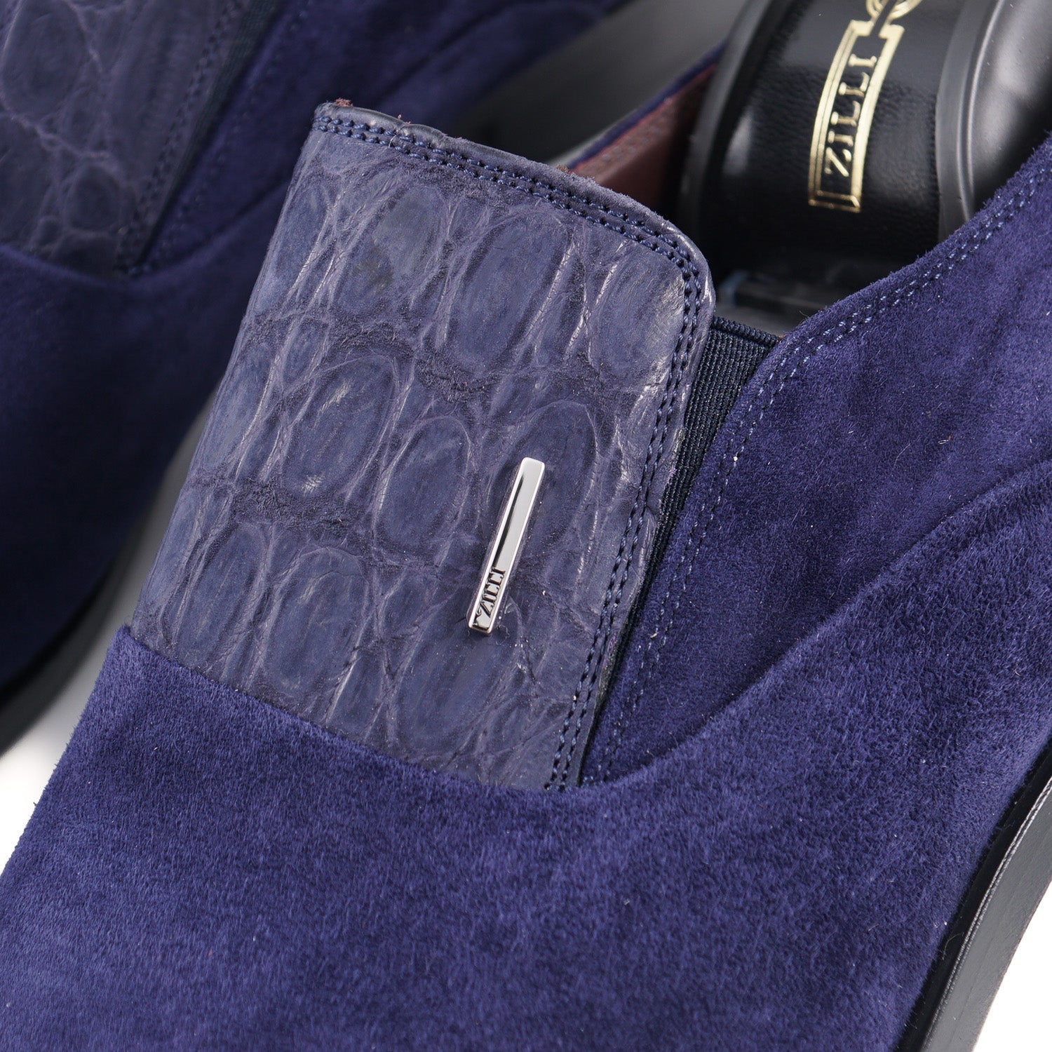 Luxury Zilli Calf Suede & Caiman Leather Loafers for Men - Premium Italian Designer Dress Shoes for Business, Wedding & Formal Occasions