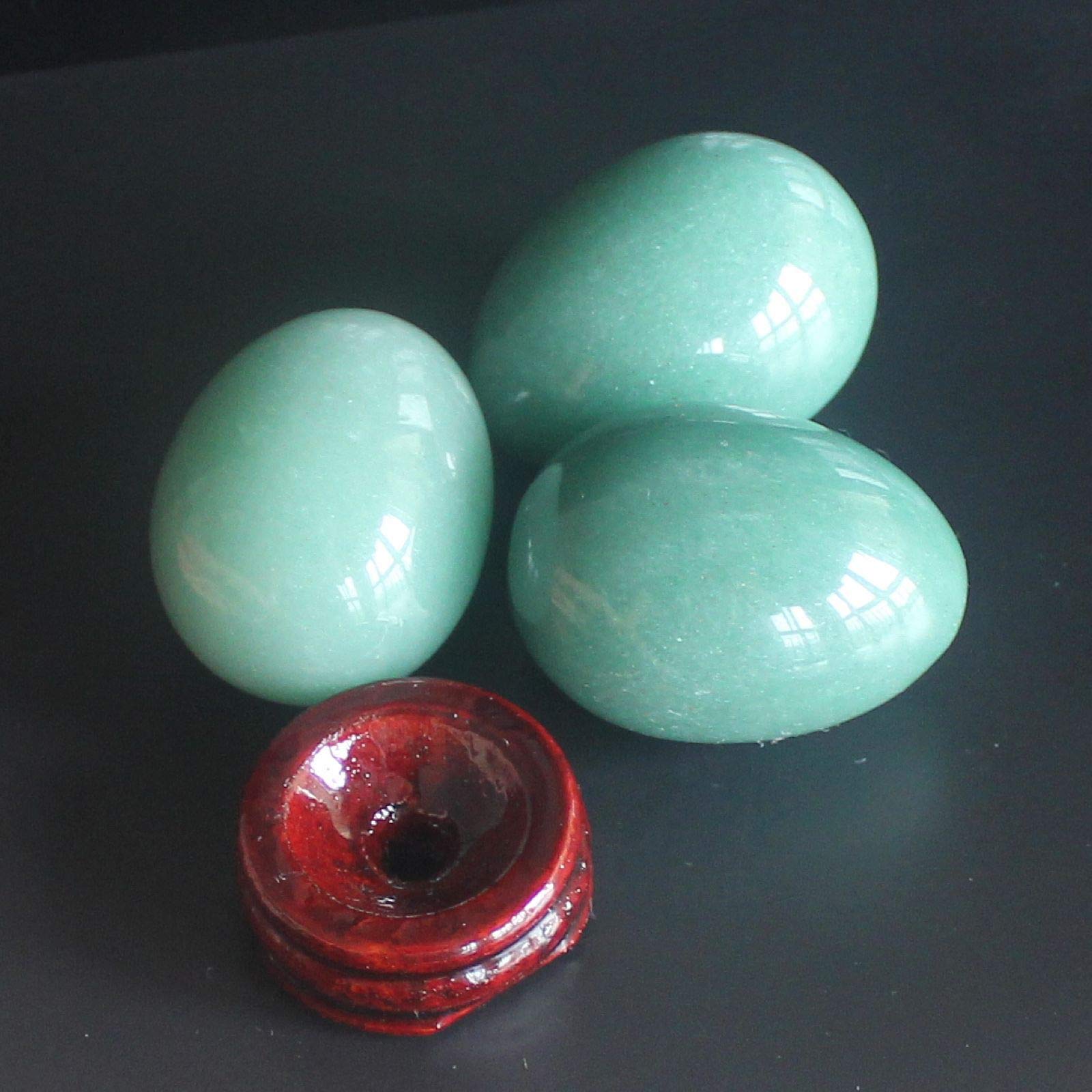 40x30mm Mixed Gemstone Rose Quartz Egg with Wood Stand - Natural Chakra Stone for Reiki Healing, Meditation & Home Decor (Green Aventurine) - Perfect for Yoga Rooms, Spiritual Gifts & Positive Energy Spaces
