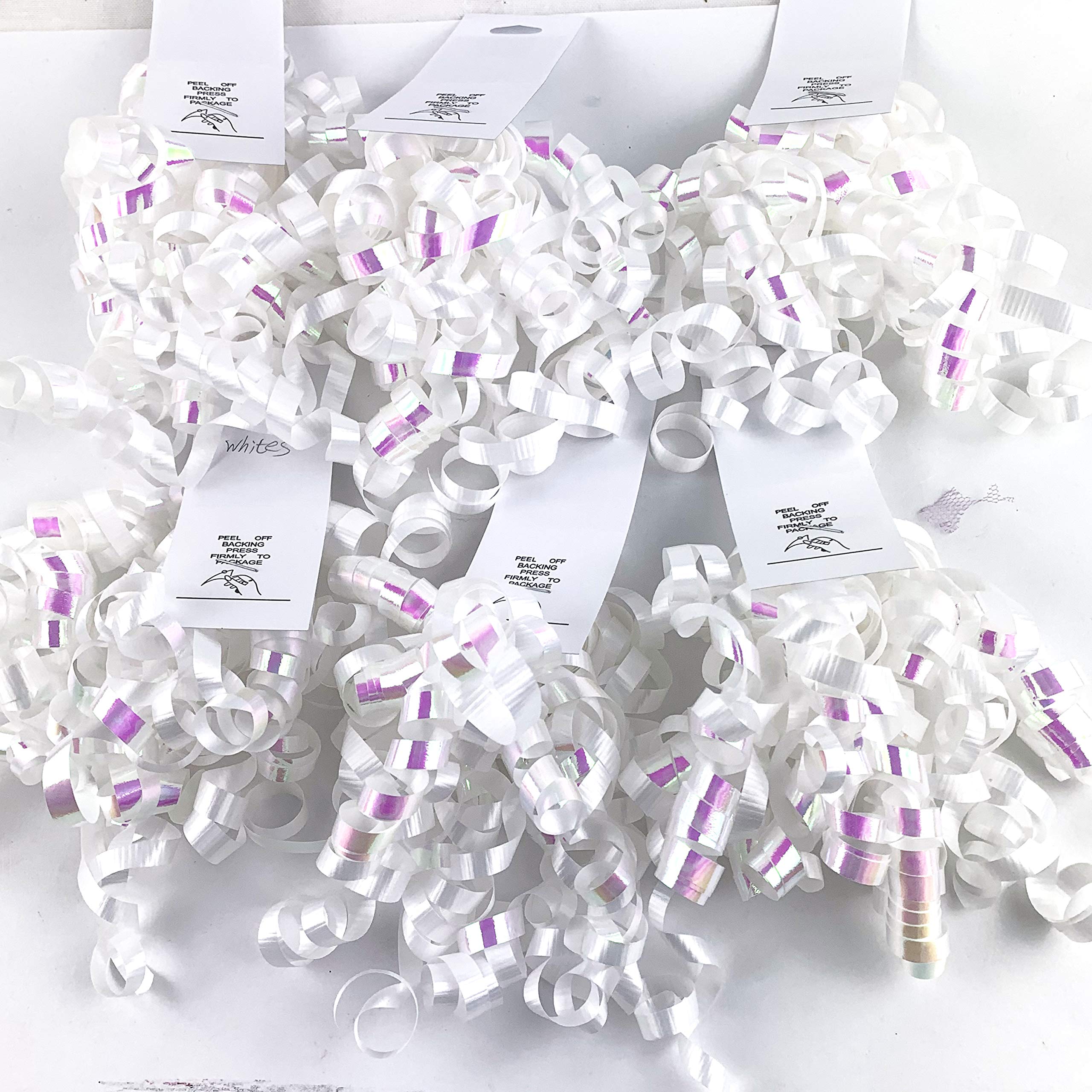 White Curly Bows Gift Wrap Bows - 5 Inch (6 Pack) - Perfect for Christmas Gifts, Party Decorations & Wedding Favors