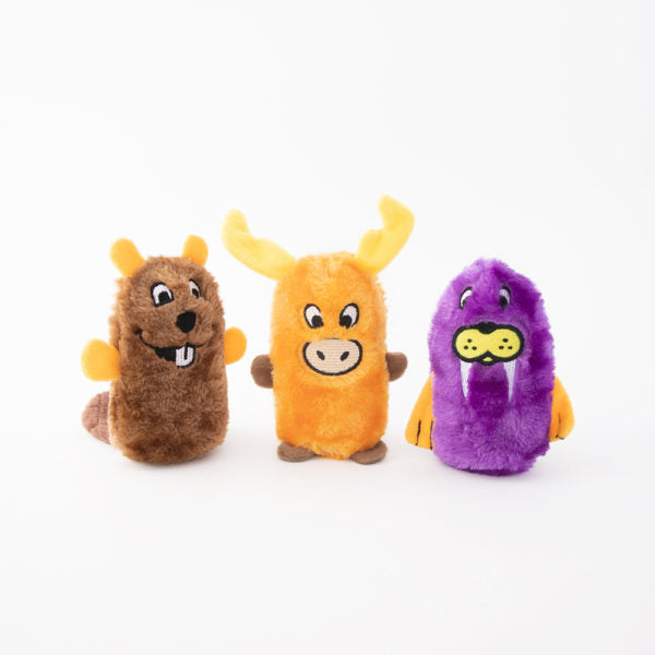 3 Pack Squeaky Plush Dog Toys - Castor, Moose & Walrus - Chew Proof & Durable for Small & Large Dogs - Perfect for Playtime, Training & Cuddles