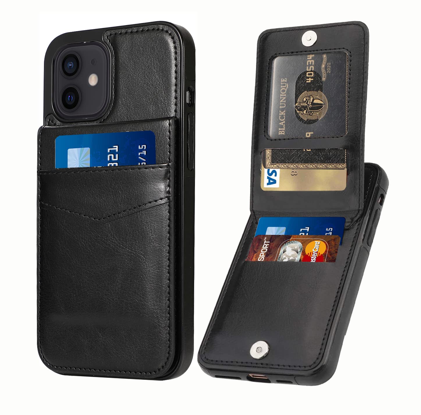 Seabaras iPhone 11 Wallet Case with Credit Card Holder - PU Leather Slim Protective Cover for iPhone 11 (6.1 Inch) - Black | Perfect for Everyday Use, Travel & Business (Men & Women)