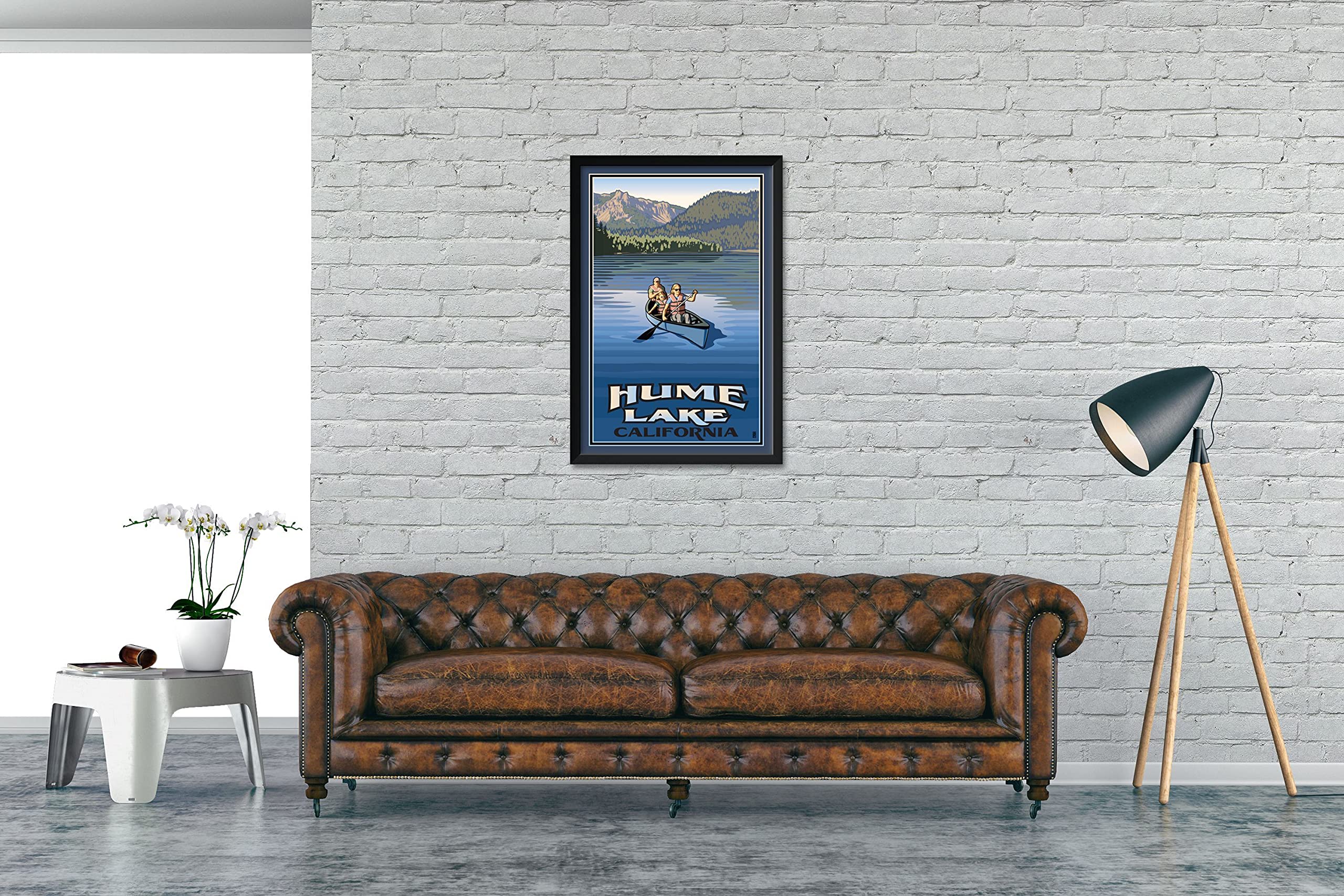 Paul Leighton Framed Art Print - 26x38 Inch California Landscape Painting, Hume Lake Scenic Wall Decor for Living Room & Office