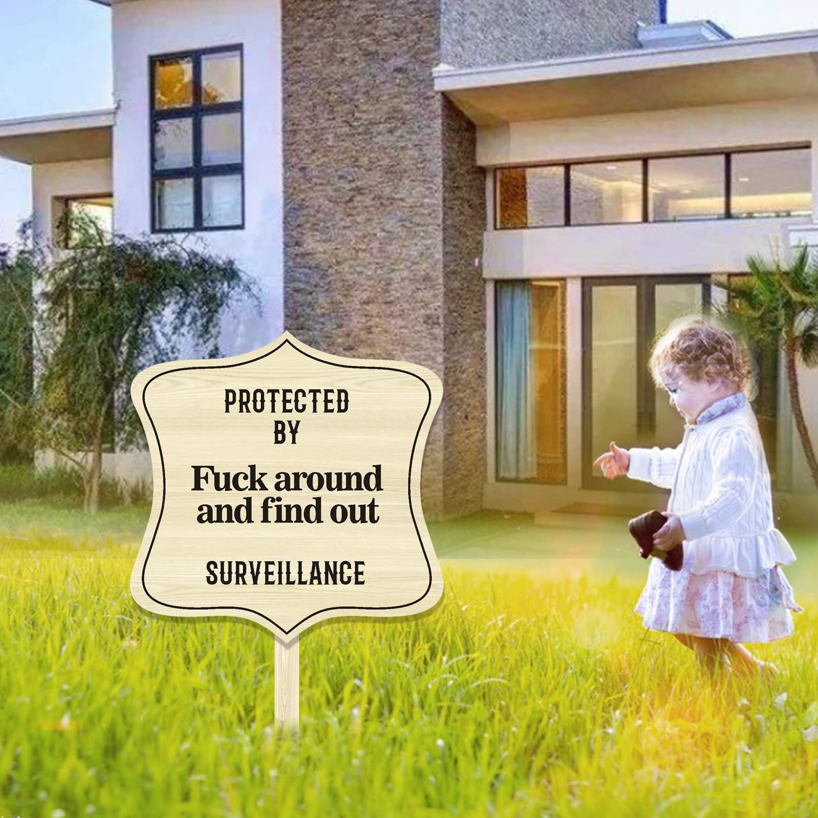 FAFO Yard Sign - 'Protected by Sign Fuck Around and Find Out' Home Security Warning Sign (Design C) | Deter Trespassers & Protect Property | Perfect for Front Yards, Driveways & Home Security