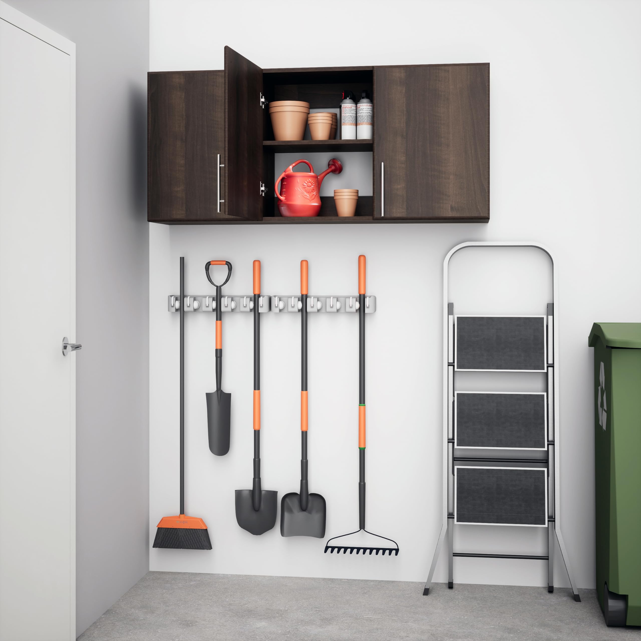 Prepac Elite 54-Inch Wall Mounted Storage Cabinet with 2 Adjustable Shelves - Brown Bathroom & Pantry Organizer (12