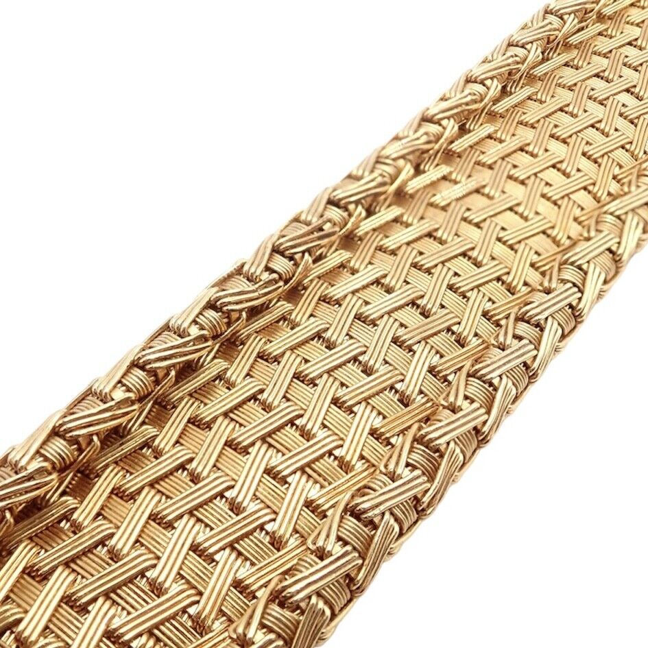 Authentic Roberto Coin 18k Yellow Gold Large Basket Weave Bracelet for Women | Luxury Italian Jewelry Gift for Anniversary, Birthday & Special Occasions | Perfect for Evening Events & Formal Wear