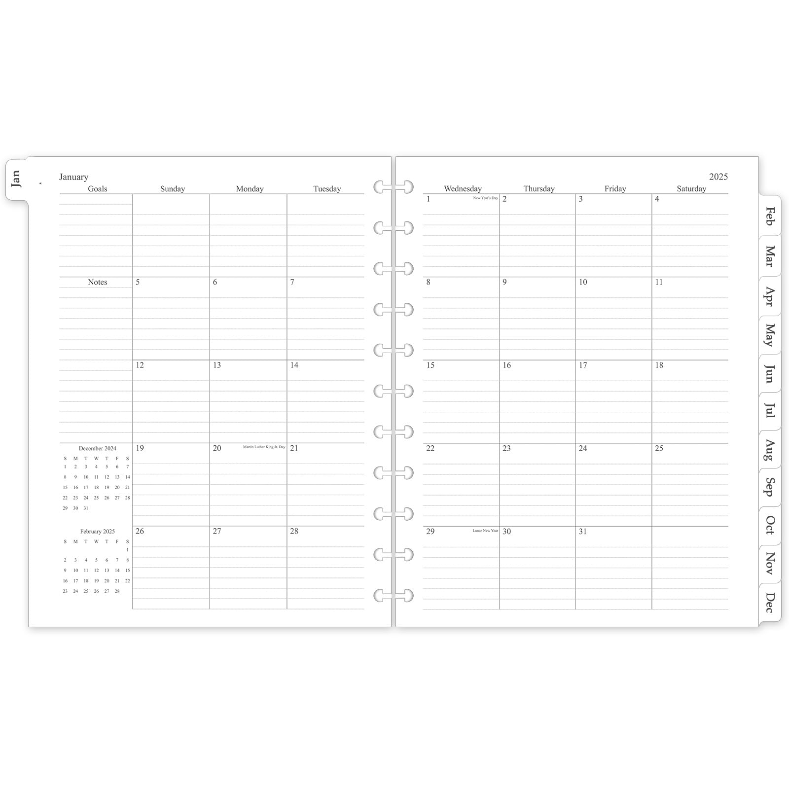 2025 Monthly Planner Refill - 8.5