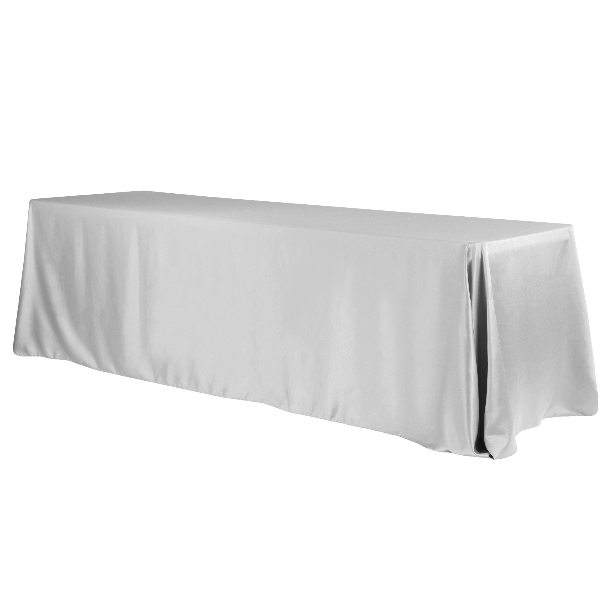 Luxury Lamour Satin 90x156 Inch Rectangular Tablecloth - Elegant Gray/Silver for Wedding, Party & Formal Dining Decor