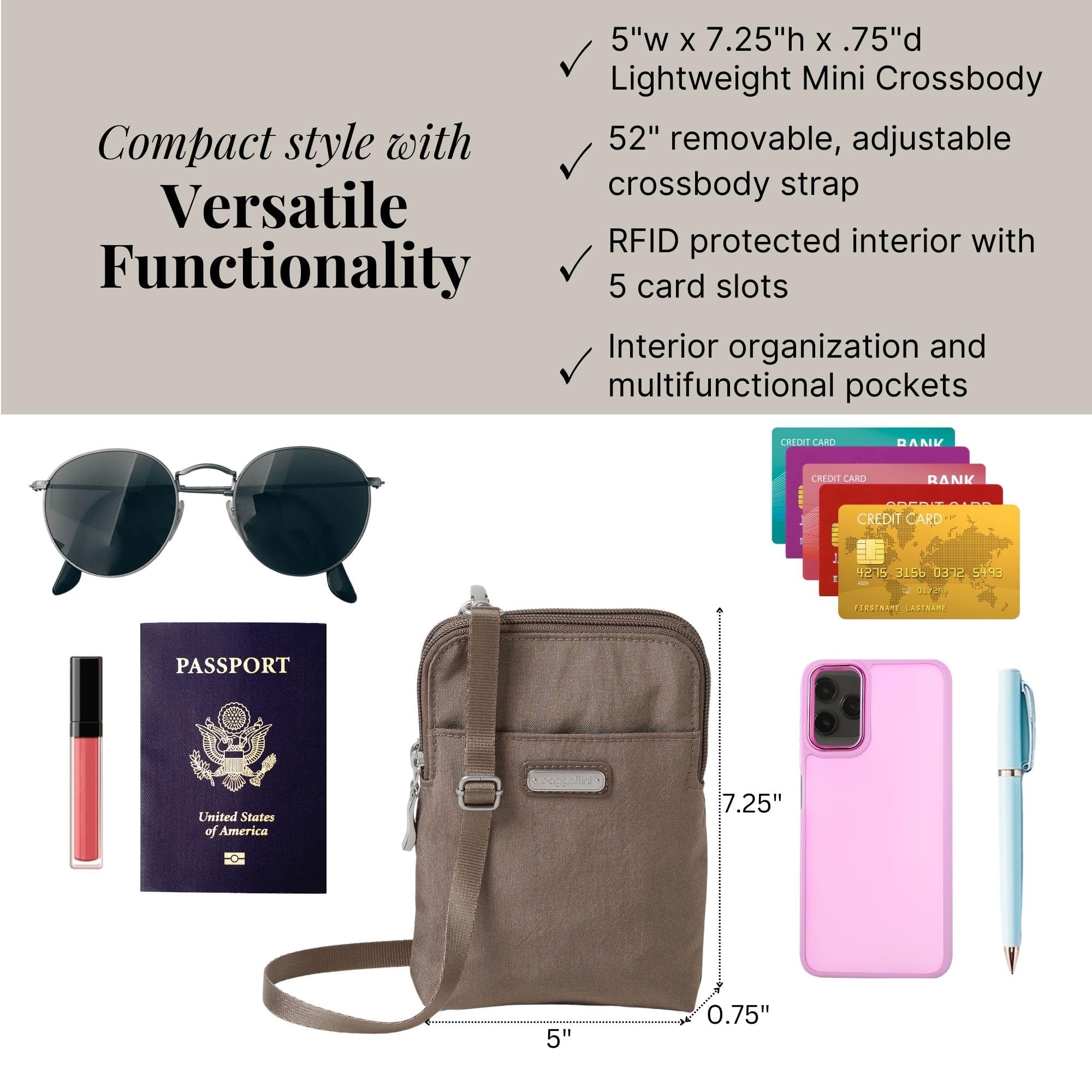 Baggallini Take Two Bryant RFID Crossbody Bag - Stylish & Secure Anti-Theft Purse for Women | Perfect for Travel, Work & Everyday Use