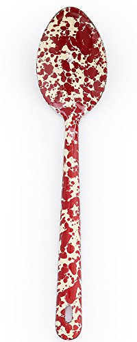 12-Piece Burgundy on Cream Serving Spoon Set - Elegant Tableware for Dinner Parties, Buffets, and Holiday Gatherings