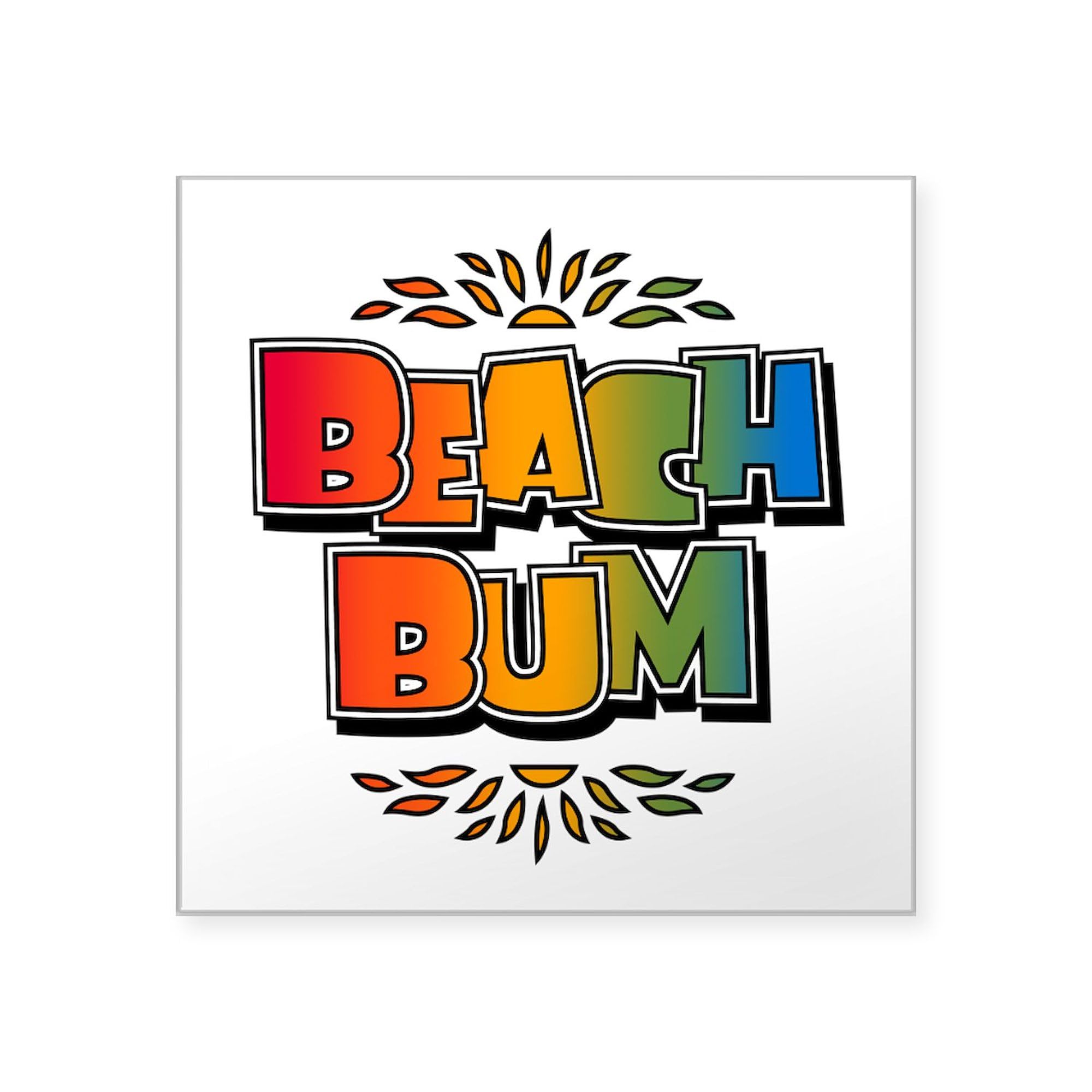 Retro Rainbow Beach Bum Sticker - Waterproof Vinyl Car Decal & Bumper Sticker for Cars, Laptops, Windows - Perfect for Beach Lovers, Surfers & Summer Road Trips