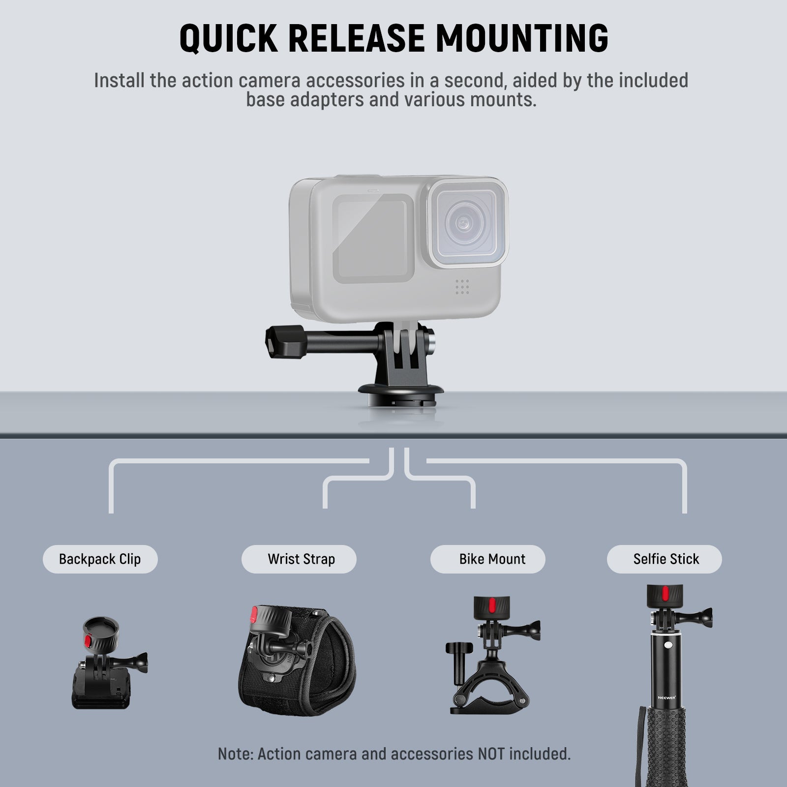 NEEWER 65-in-1 Action Camera Accessories Kit for GoPro Hero 11/10/9/8/7, DJI Osmo - Includes Waterproof Case, Mounts, Batteries & More - Perfect for Vlogging, Travel & Outdoor Adventures
