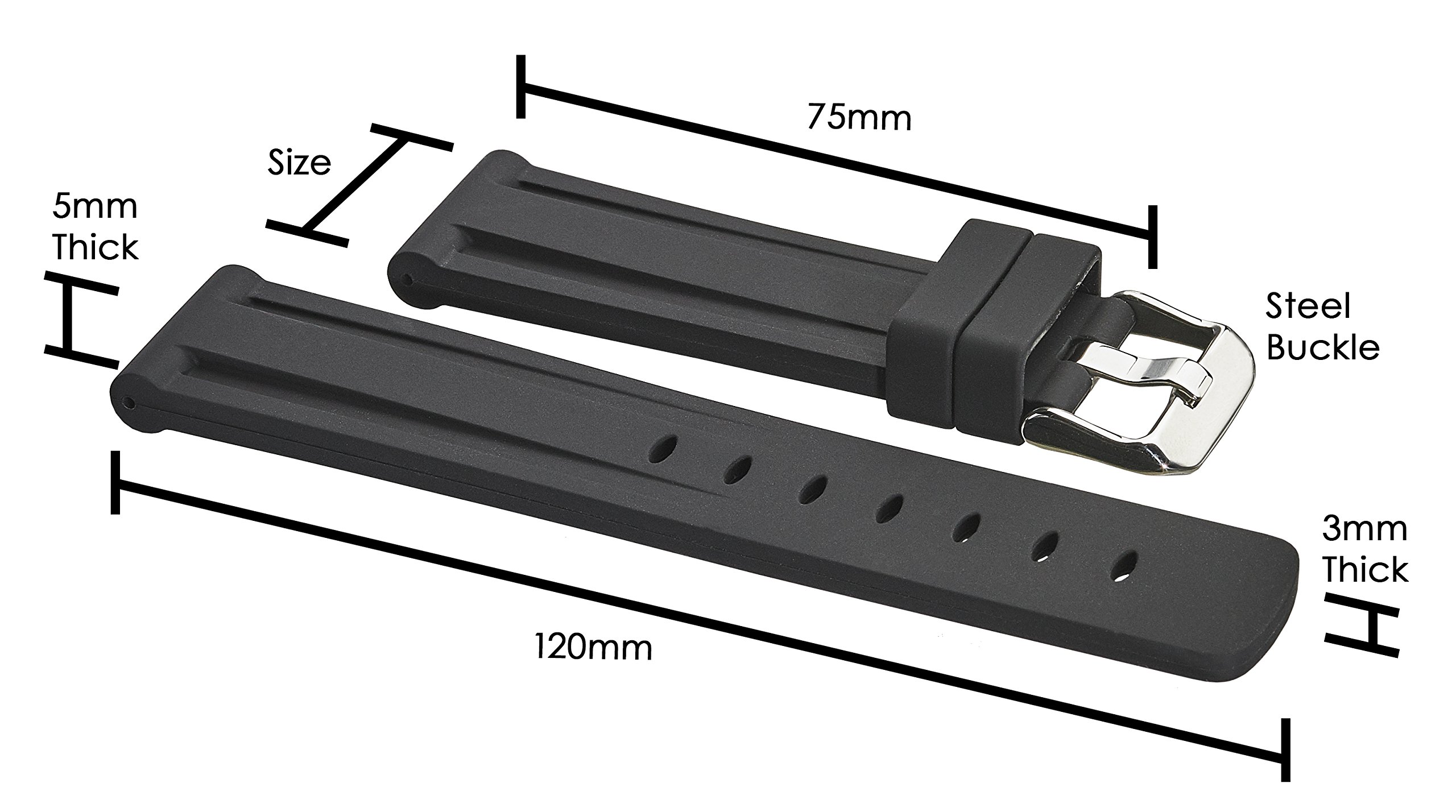 Premium Heavy Duty Sporty Silicone Watch Band - Durable Rubber Replacement Strap for Men & Women - Quick Release Waterproof Watch Strap - Fits Regular & Smart Watches - Ideal for Sports, Swimming & Everyday Wear