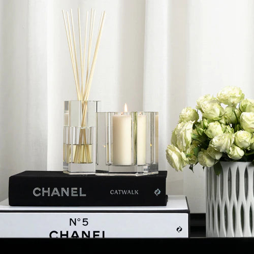 Premium Angelica Citron 220g Bevelled Crystal Scented Candle by Abode Aroma - Luxury Home Fragrance for Relaxation, Spa & Romantic Ambiance