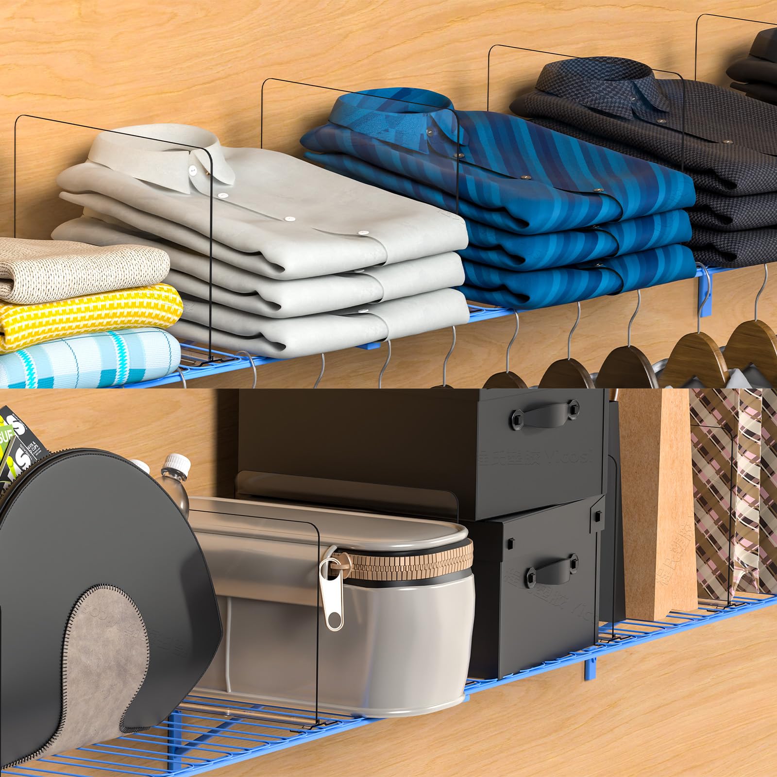 Acrylic Shelf Dividers 8 Pack - No Tool Closet Organizer for Bedroom/Kitchen/Pantry