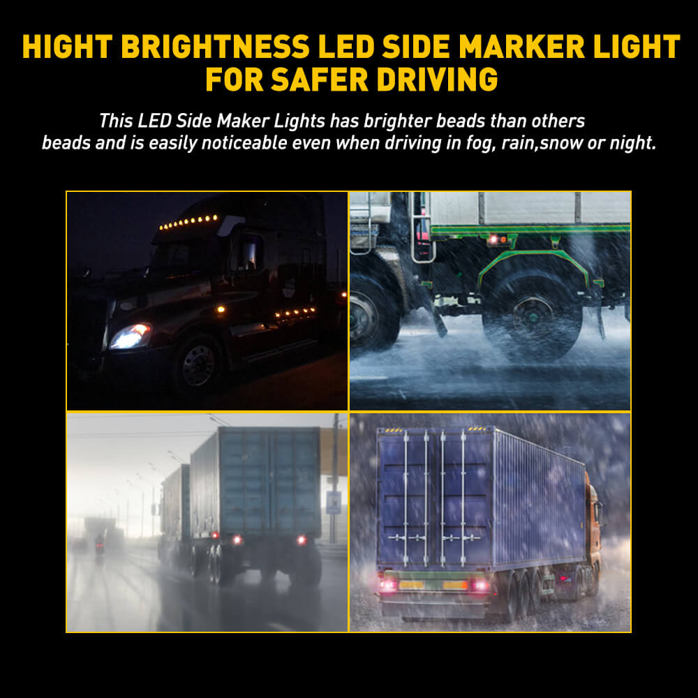 2PCS 16-LED Oval Side Marker Lights with Chrome Bezel - 12V Waterproof Clearance Lights for Heavy Duty Trucks & Semi Trailers - Ideal for Night Driving & Road Safety