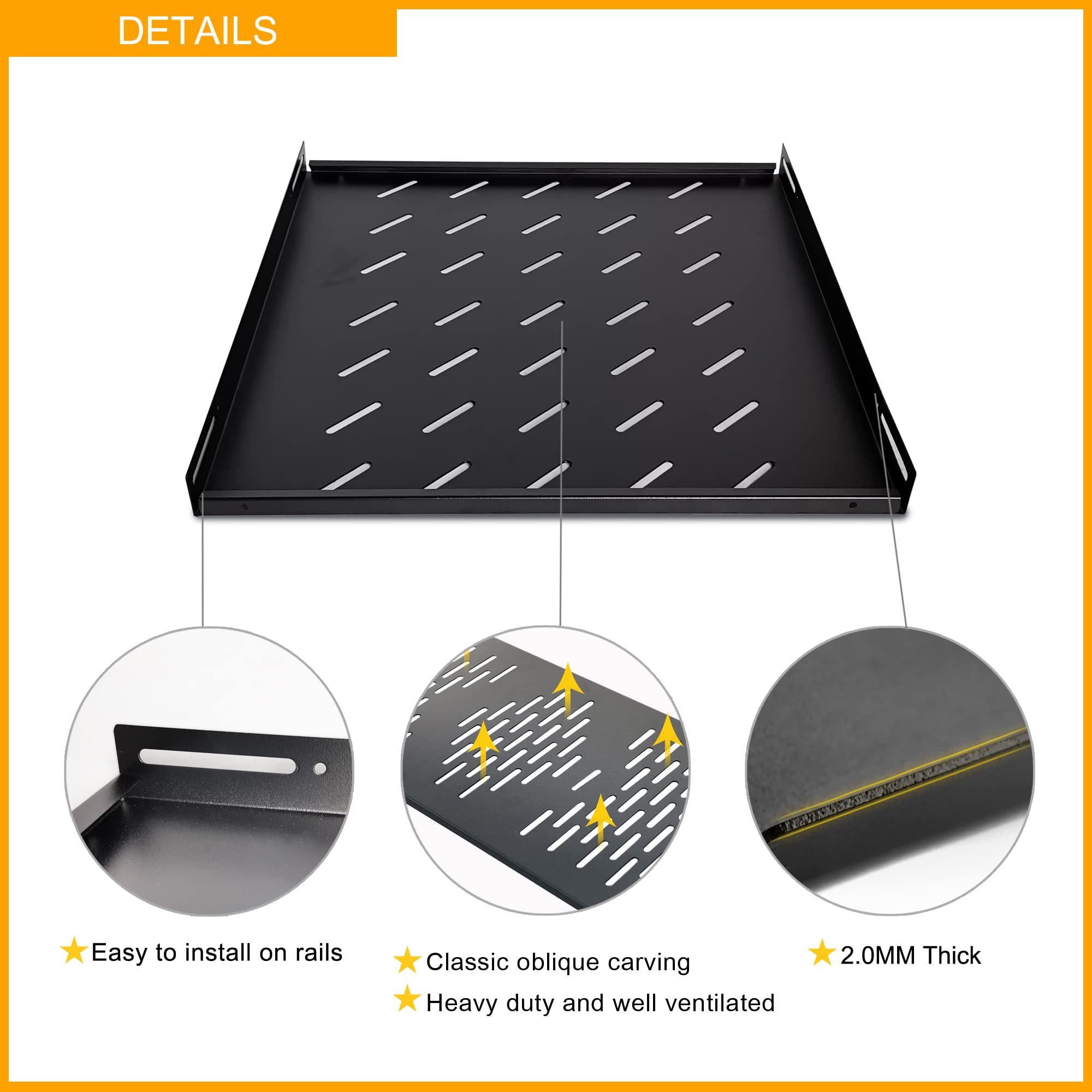 RIVECO 1U Vented Steel Cantilever Tray for 19