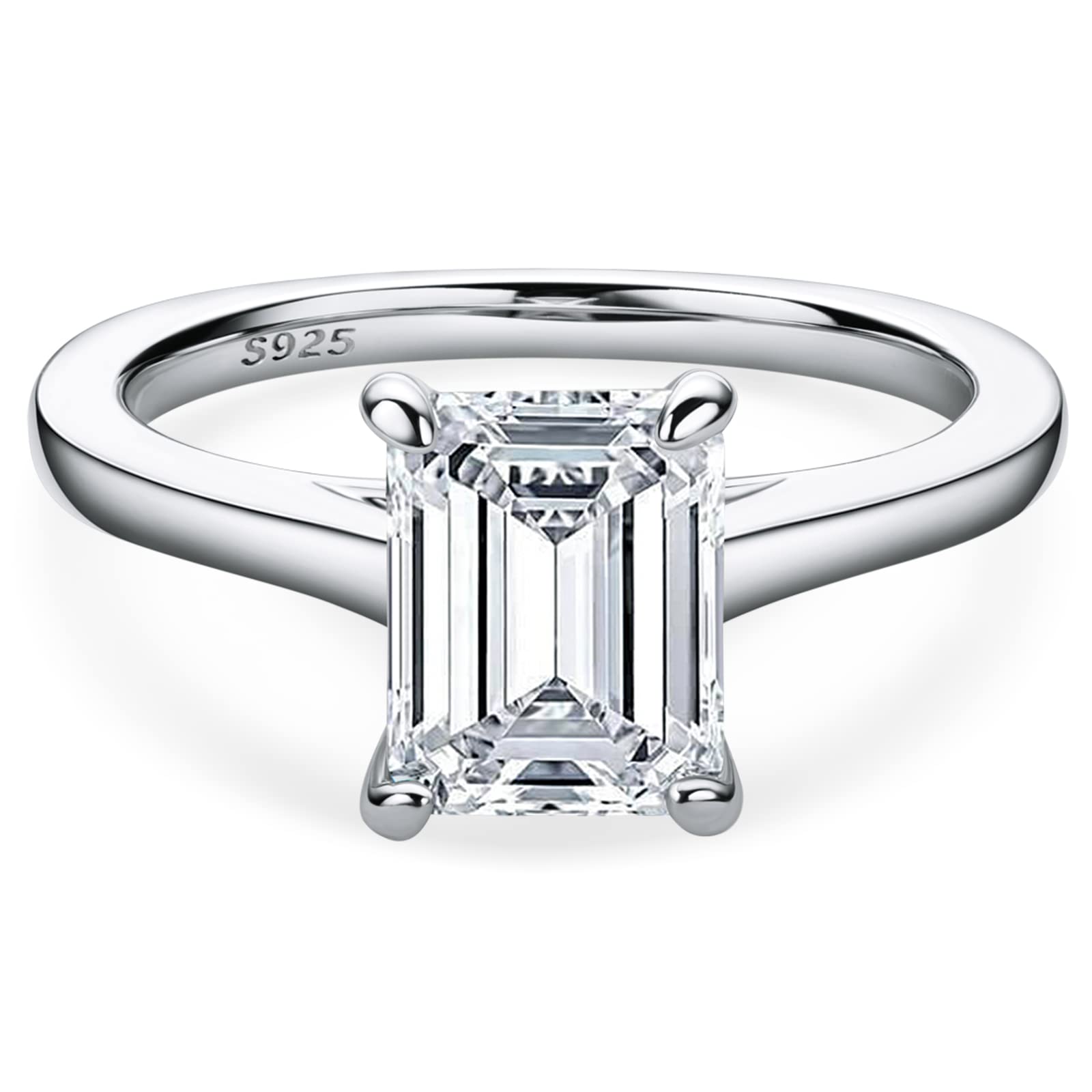 YUNKAI 925 Silver CZ Engagement Ring for Women - Wedding & Anniversary Gift